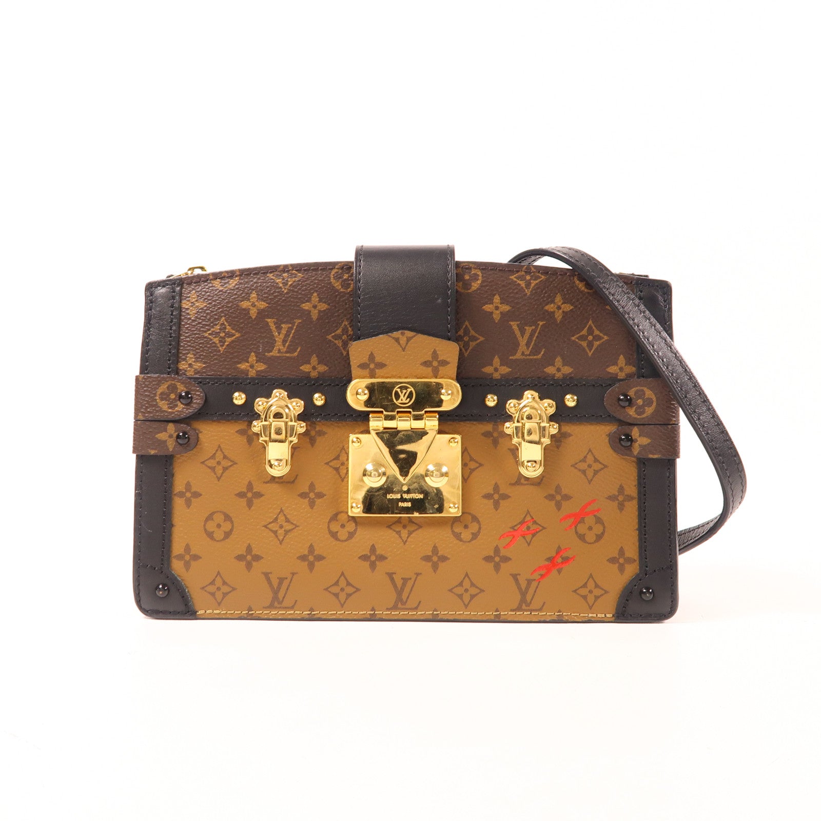 LOUIS VUITTON LV GHW Trunk Clutch Shoulder Bag M43596 Monogram Reverse Brown