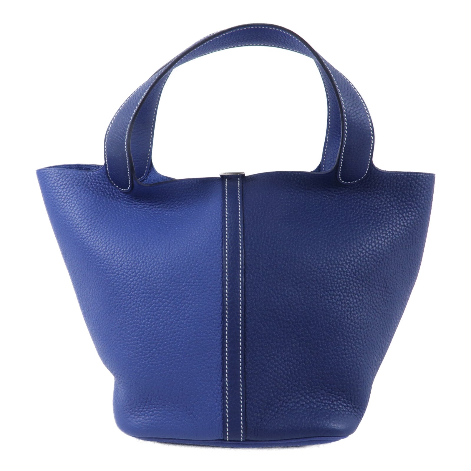 HERMES Clemence皮革Picotin MM手挽袋Bleu Nuit/Bleu France