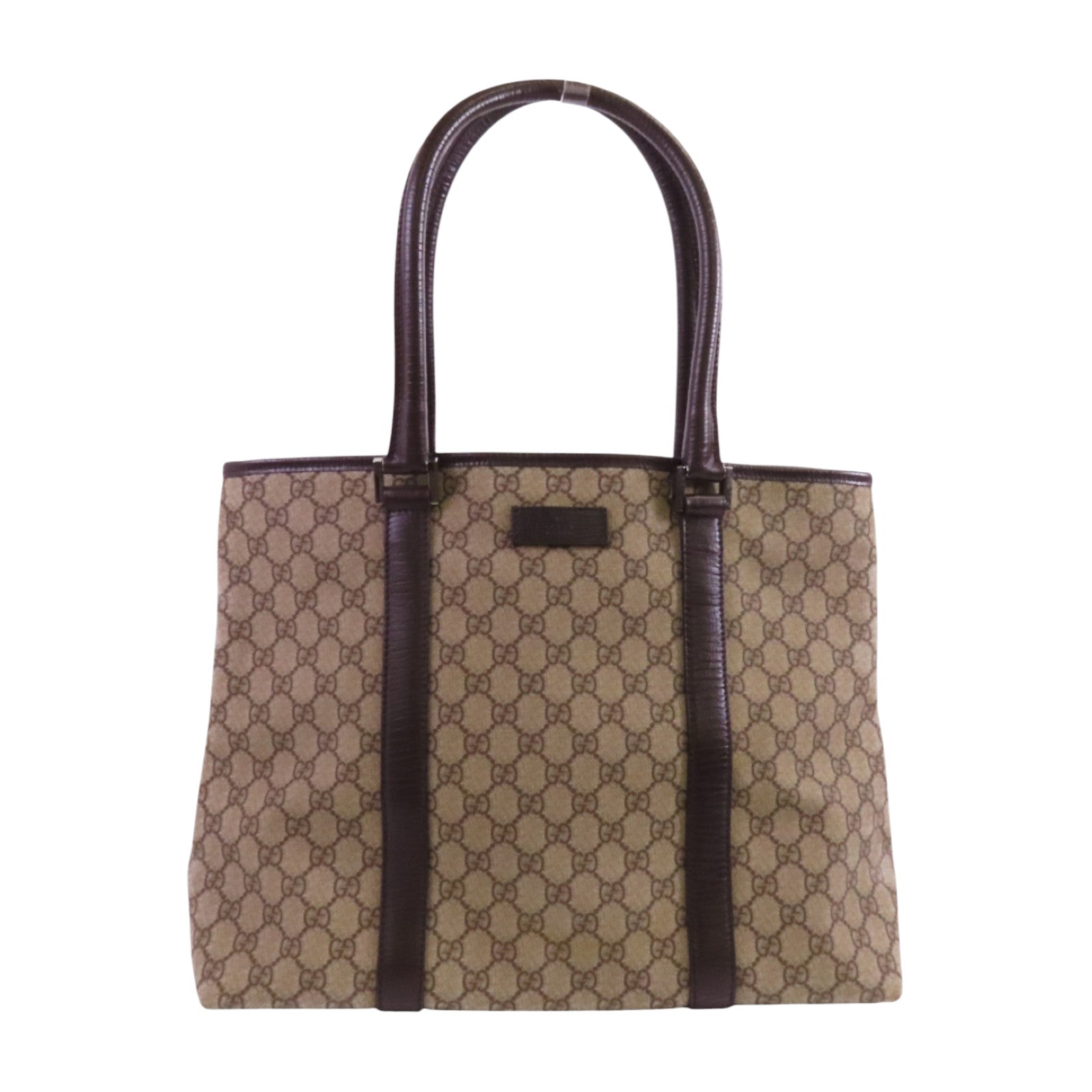 GUCCI 塗層帆布Tote Bag銀扣肩背袋