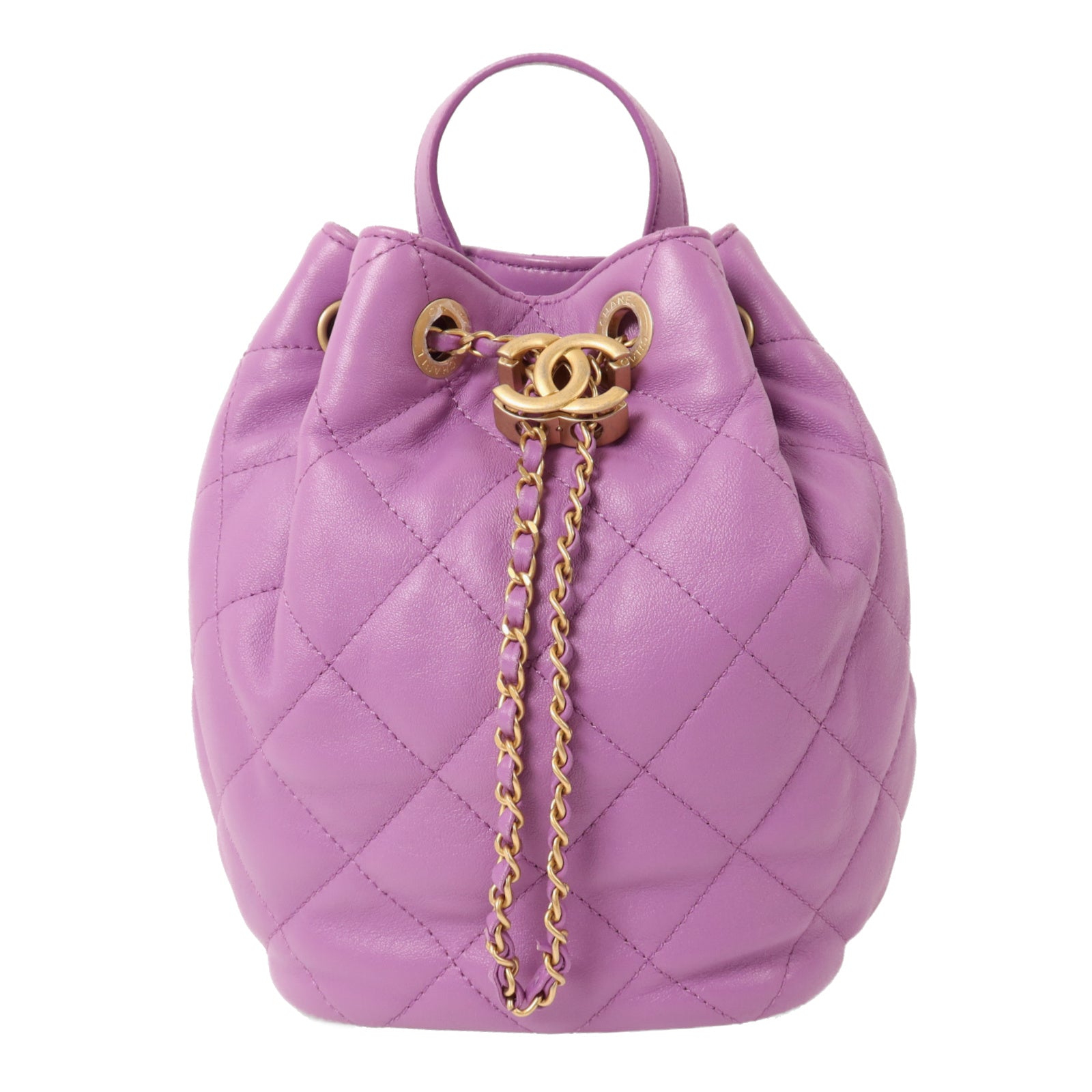 CHANEL 羊皮皮革Bucket Backpack鏈帶背包