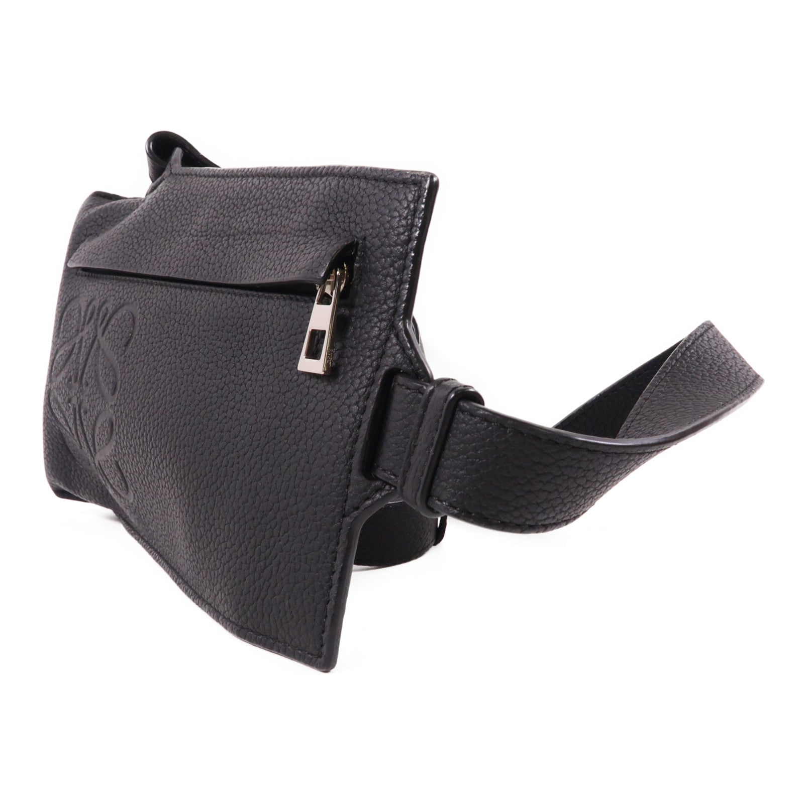 LOEWE 牛皮皮革Vertical Pocket銀扣腰包黑色