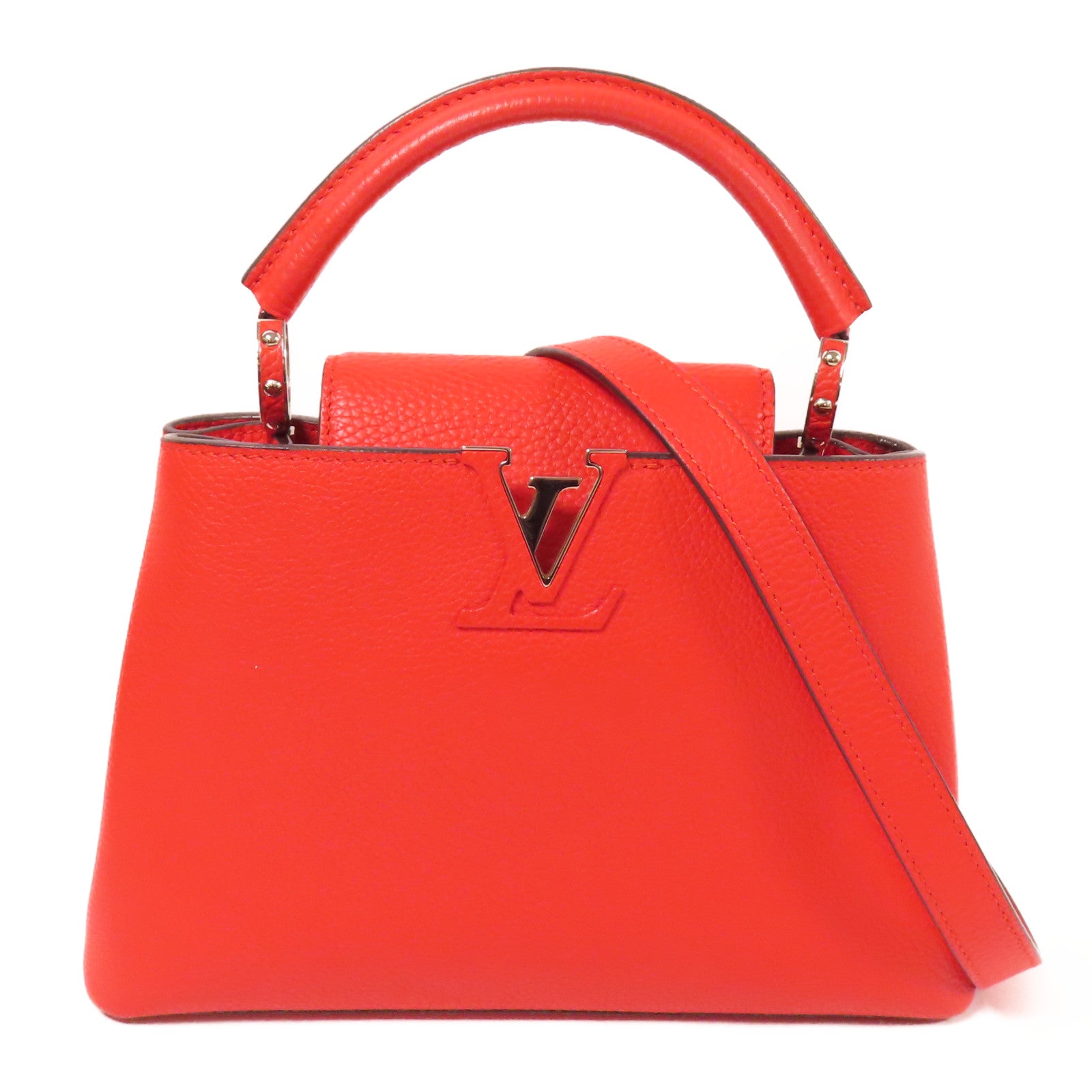 LOUIS VUITTON Taurillon皮革Capucines BB銀扣手挽肩背兩用袋