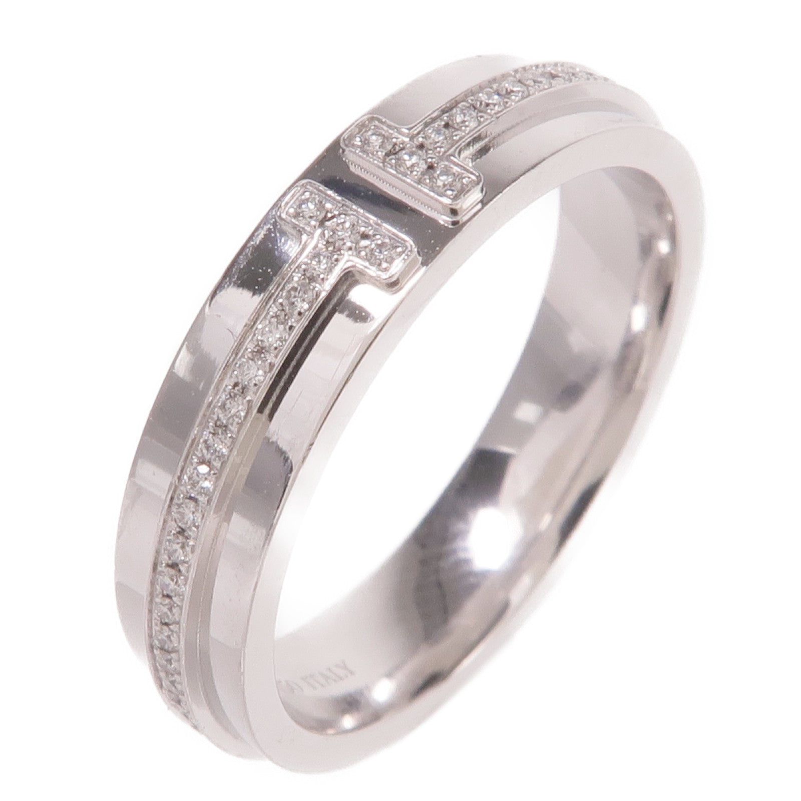 TIFFANY&CO 18K白金T Narrow Diamond Ring鑽石戒指US#6.5