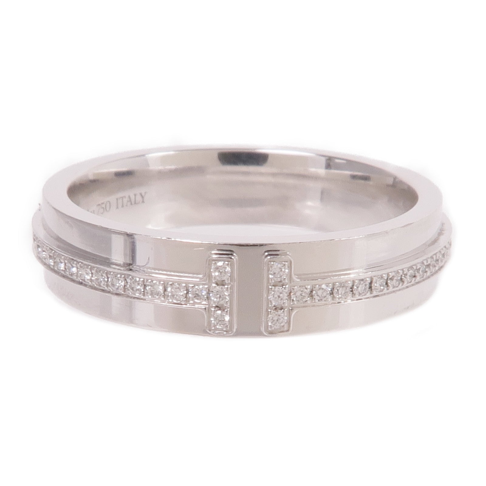 TIFFANY&CO 18K白金T Narrow Diamond Ring鑽石戒指US#6.5