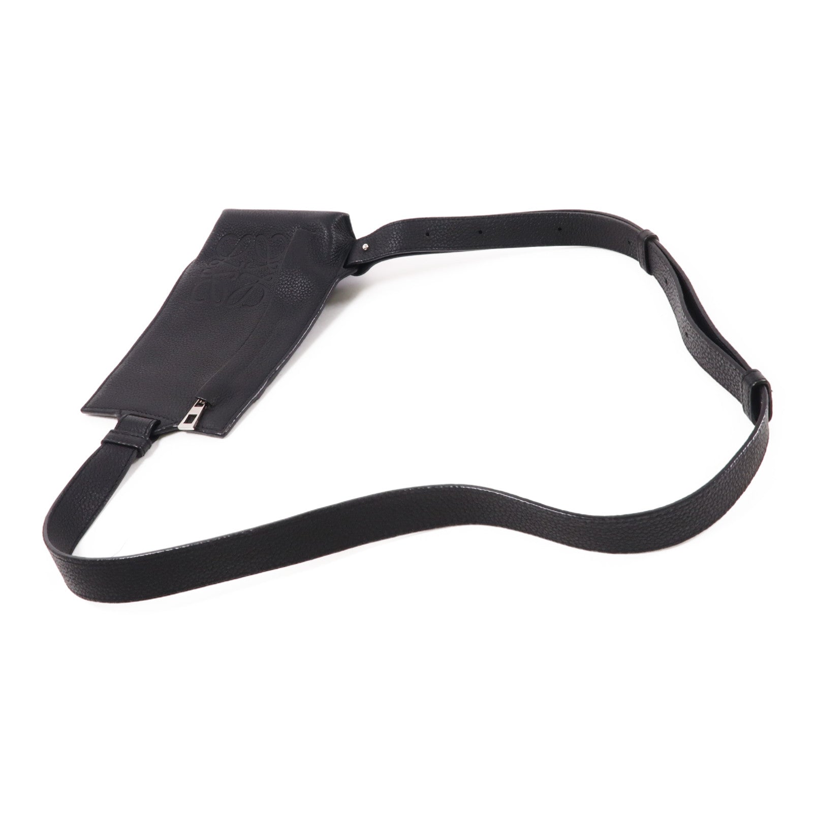 LOEWE 牛皮皮革Vertical Pocket銀扣腰包黑色