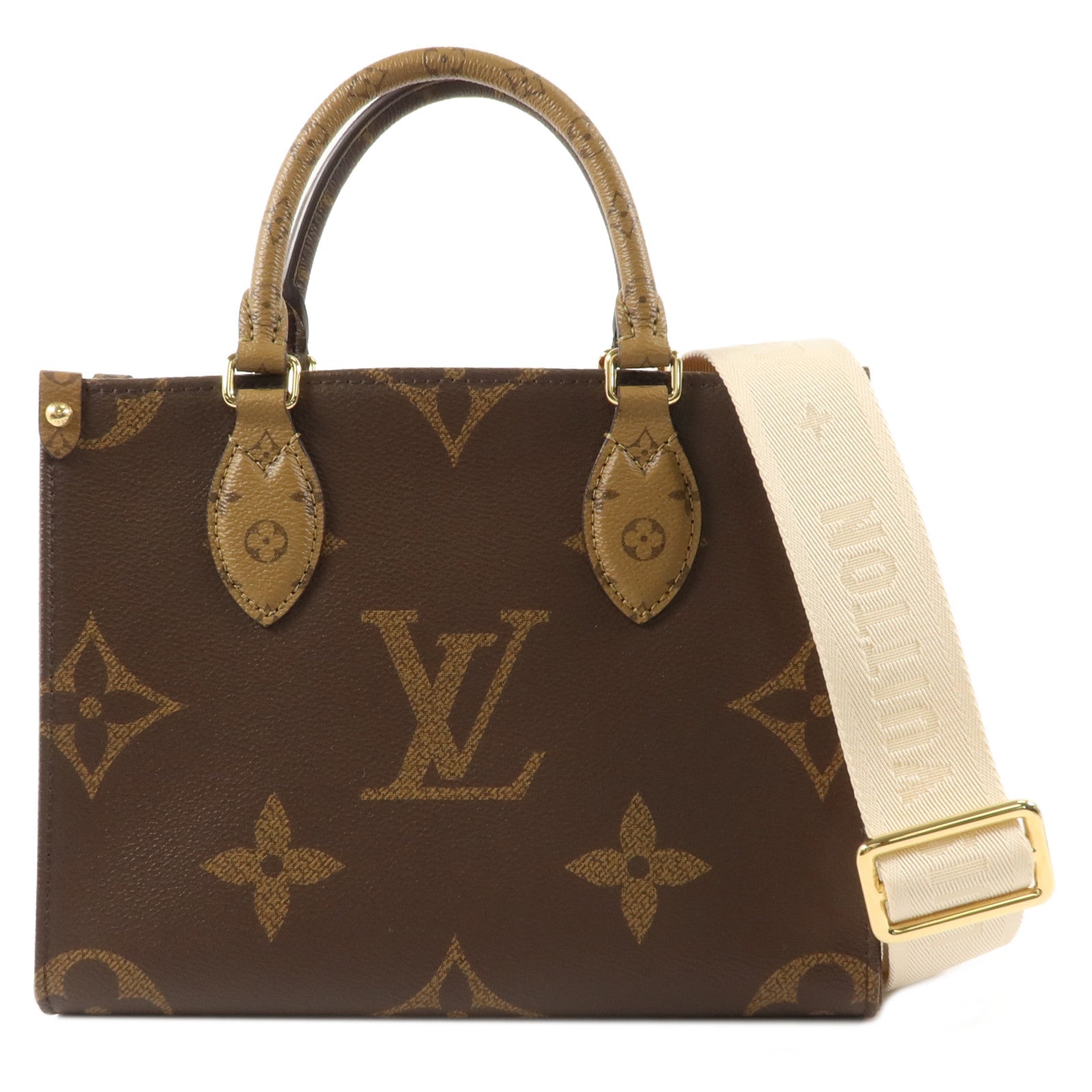 LOUIS VUITTON Monogram Giant OnTheGo PM金扣手挽肩背兩用袋棕色