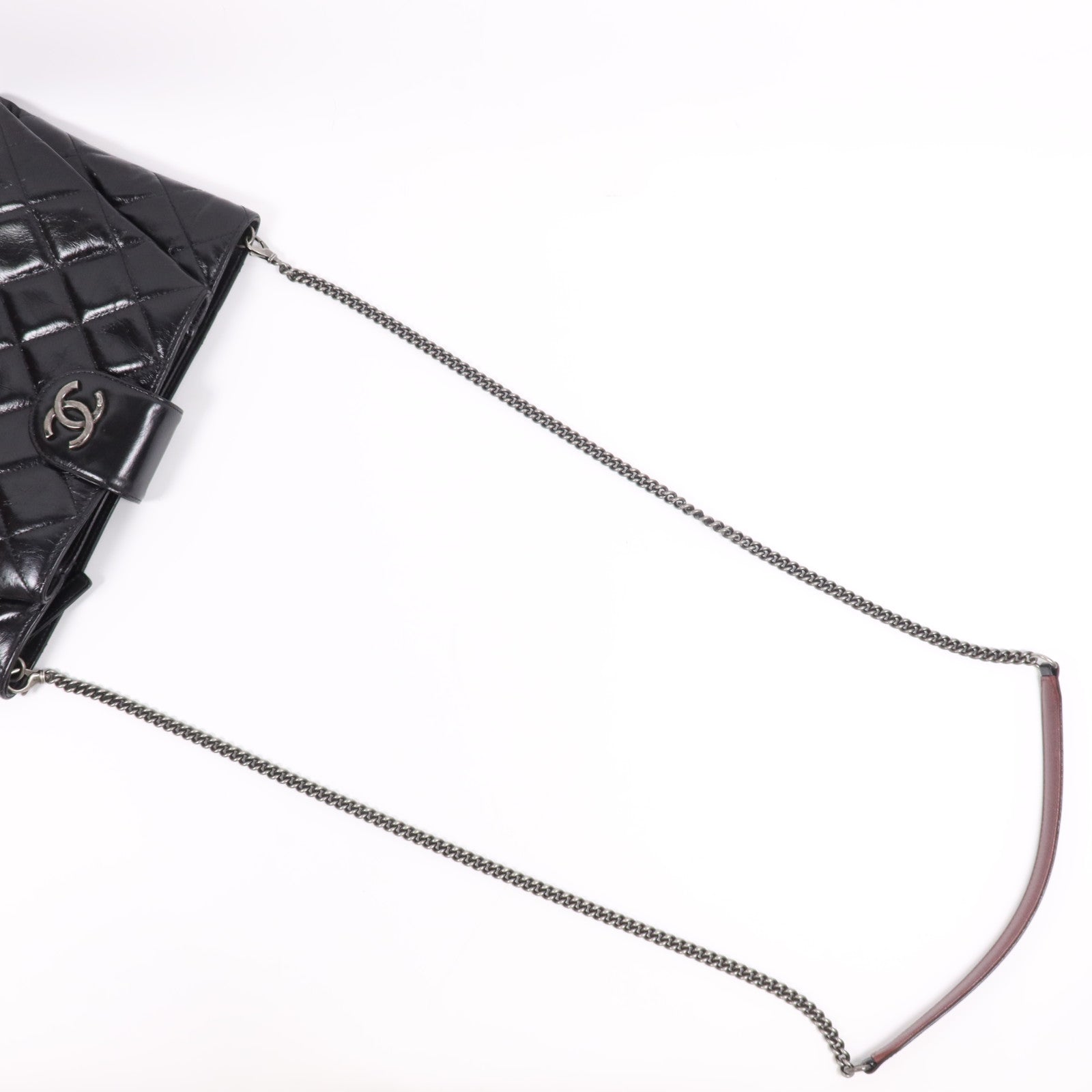 CHANEL 牛皮皮革Chain Shoulder Bag銀扣鏈帶肩背袋