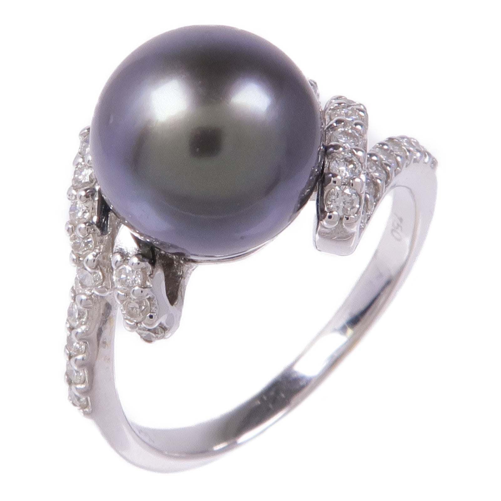 JEWELRY 18K白金Pearl Ring珍珠/鑽石戒指US#6