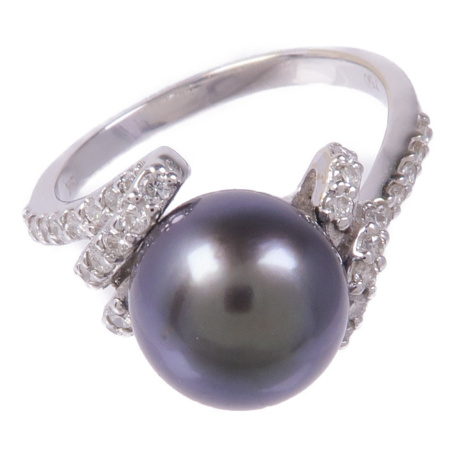 JEWELRY 18K白金Pearl Ring珍珠/鑽石戒指US#6