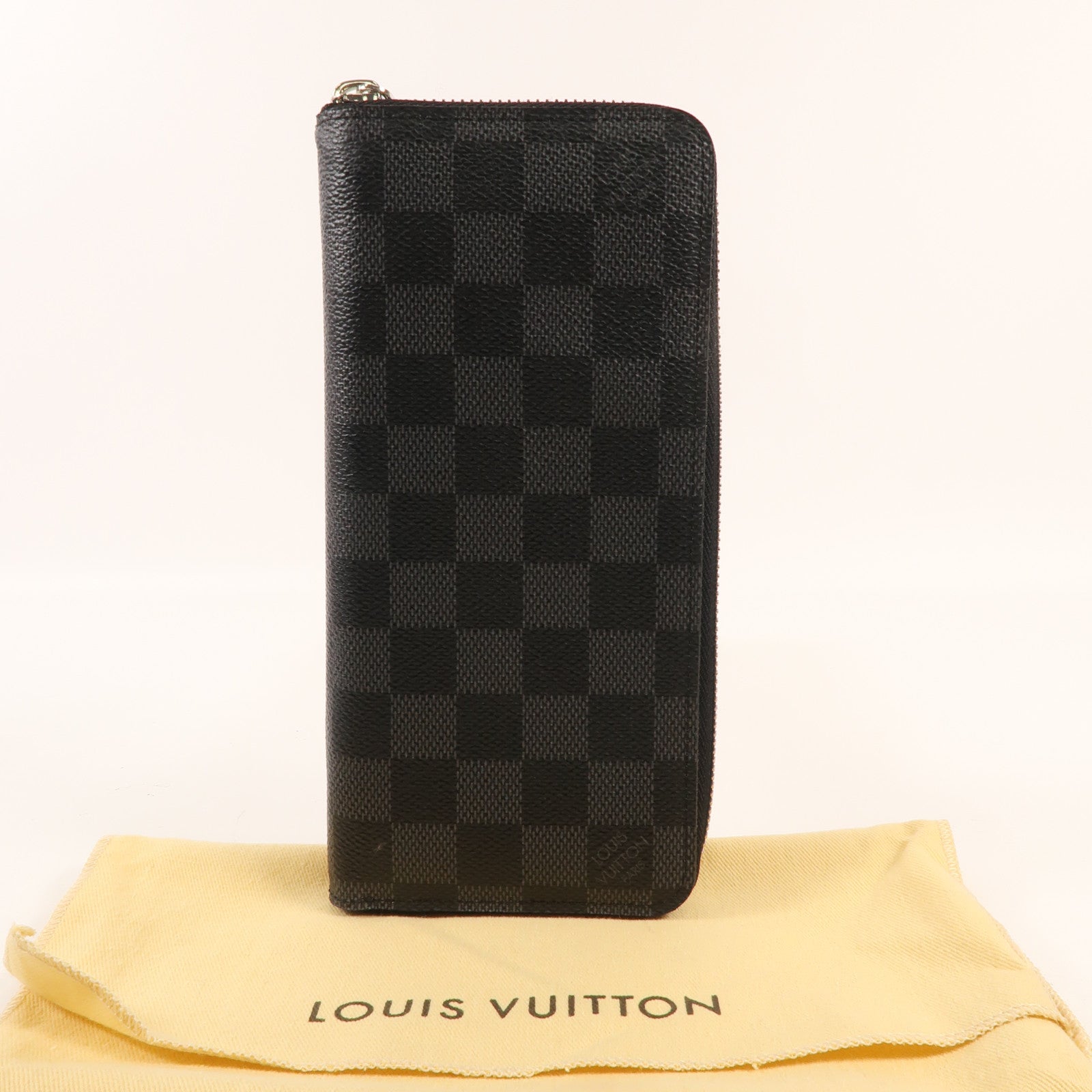 LOUIS VUITTON Damier Graphite Zippy Wallet銀扣長錢包