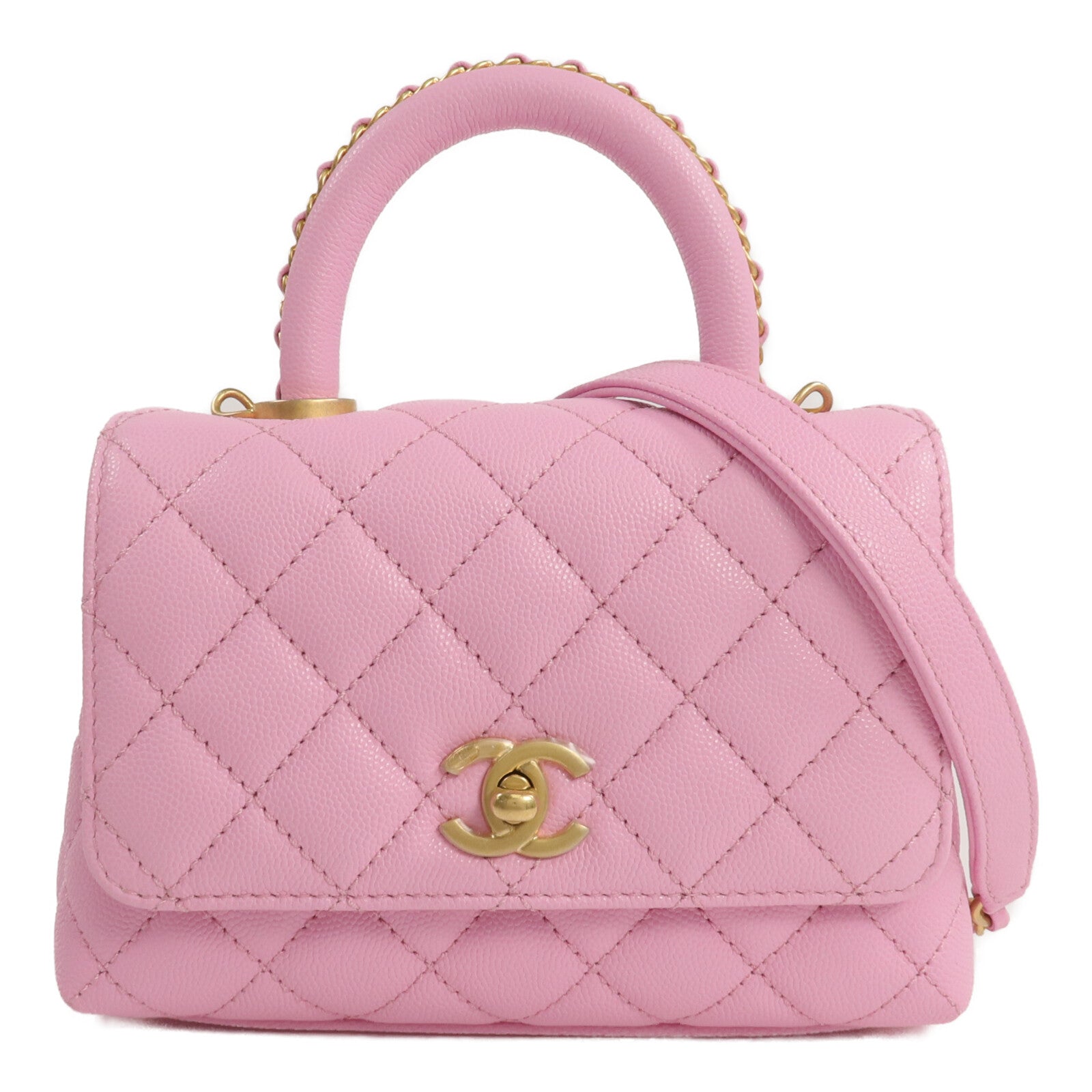 CHANEL 牛皮皮革Mini Coco Handle金扣手挽肩背兩用袋