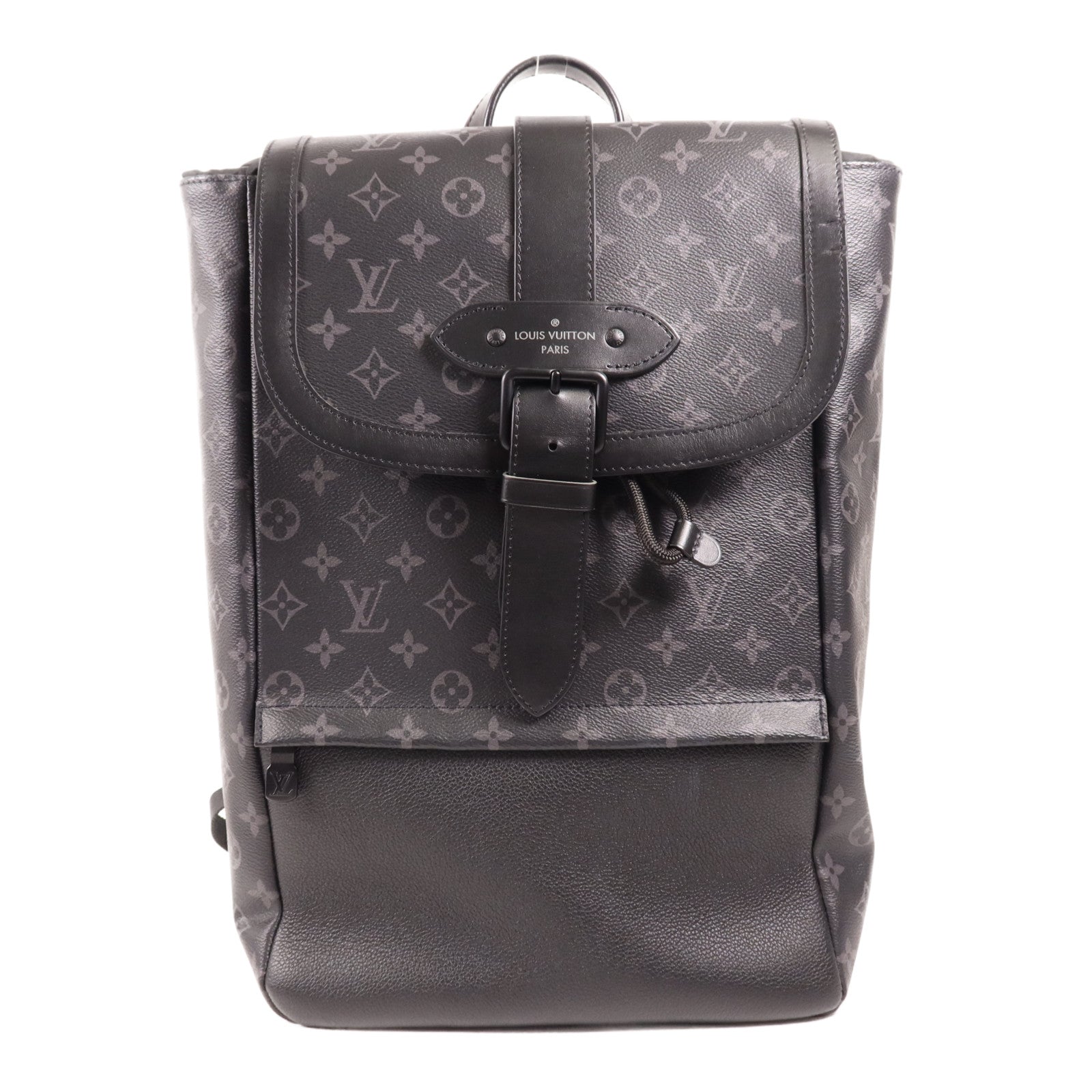 LOUIS VUITTON Monogram Eclipse Saumur銀扣背包