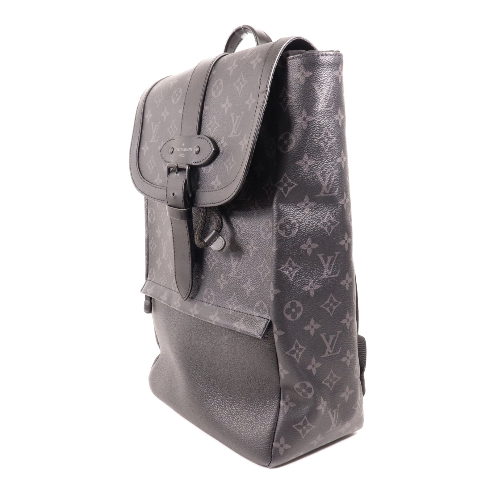 LOUIS VUITTON Monogram Eclipse Saumur銀扣背包