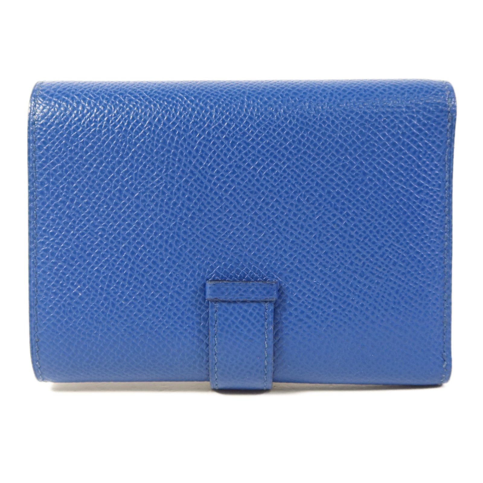 HERMES Epsom皮革Bearn Trifold Wallet銀扣錢包Bleu Saphir