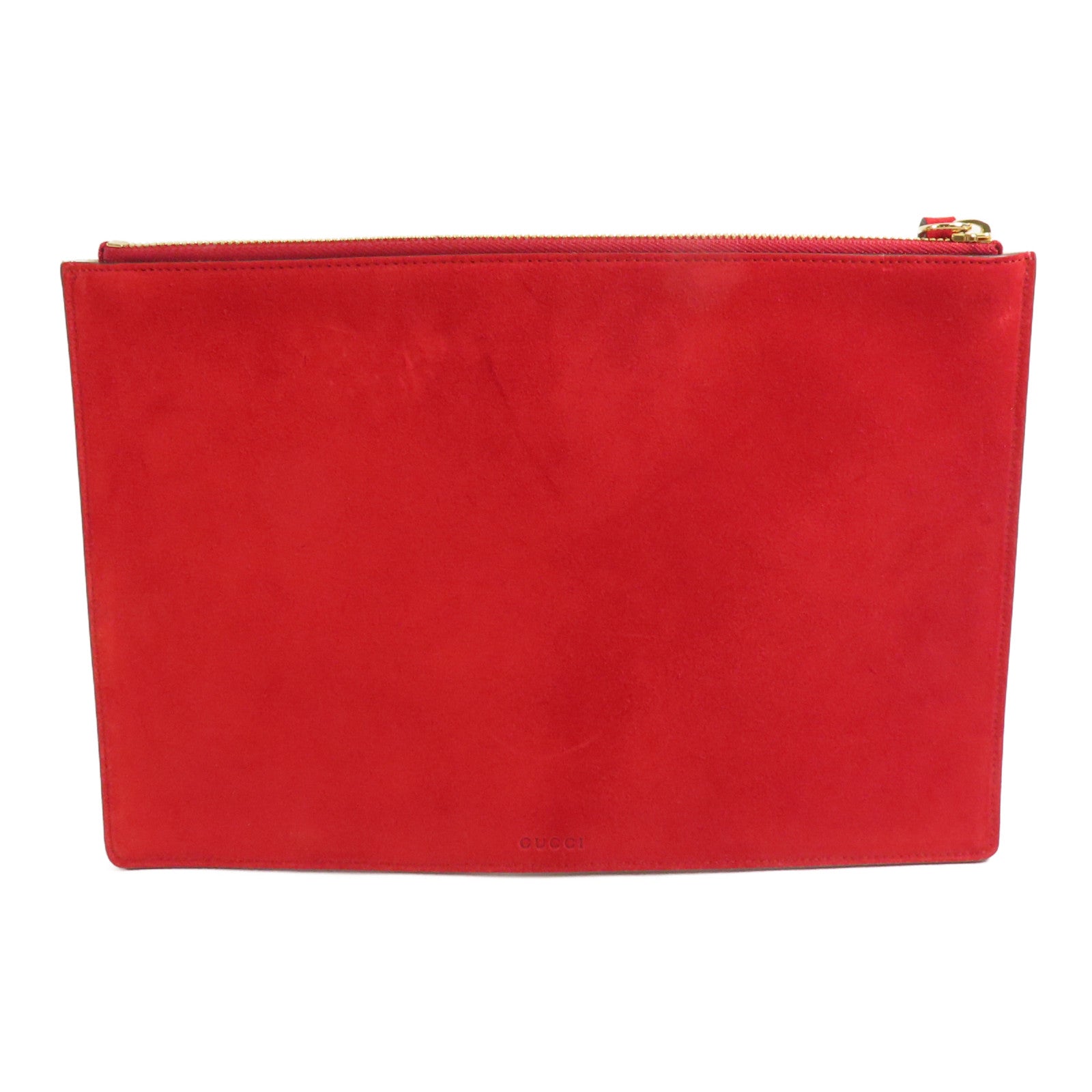 GUCCI 塗層帆布/麂皮皮革Clutch Bag金扣手拿包