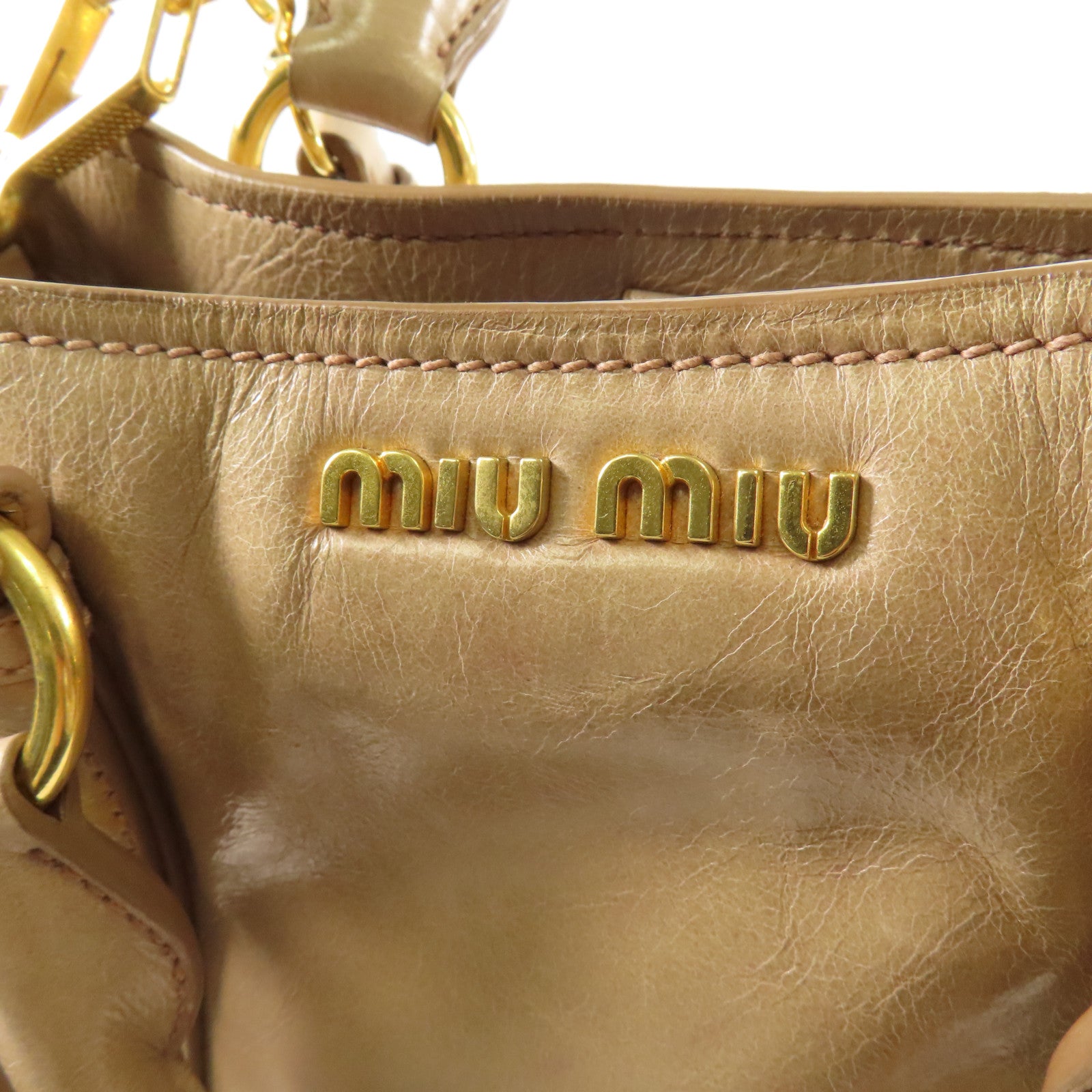 Miu Miu 牛皮皮革Shoulder Bag金扣手挽肩背兩用袋