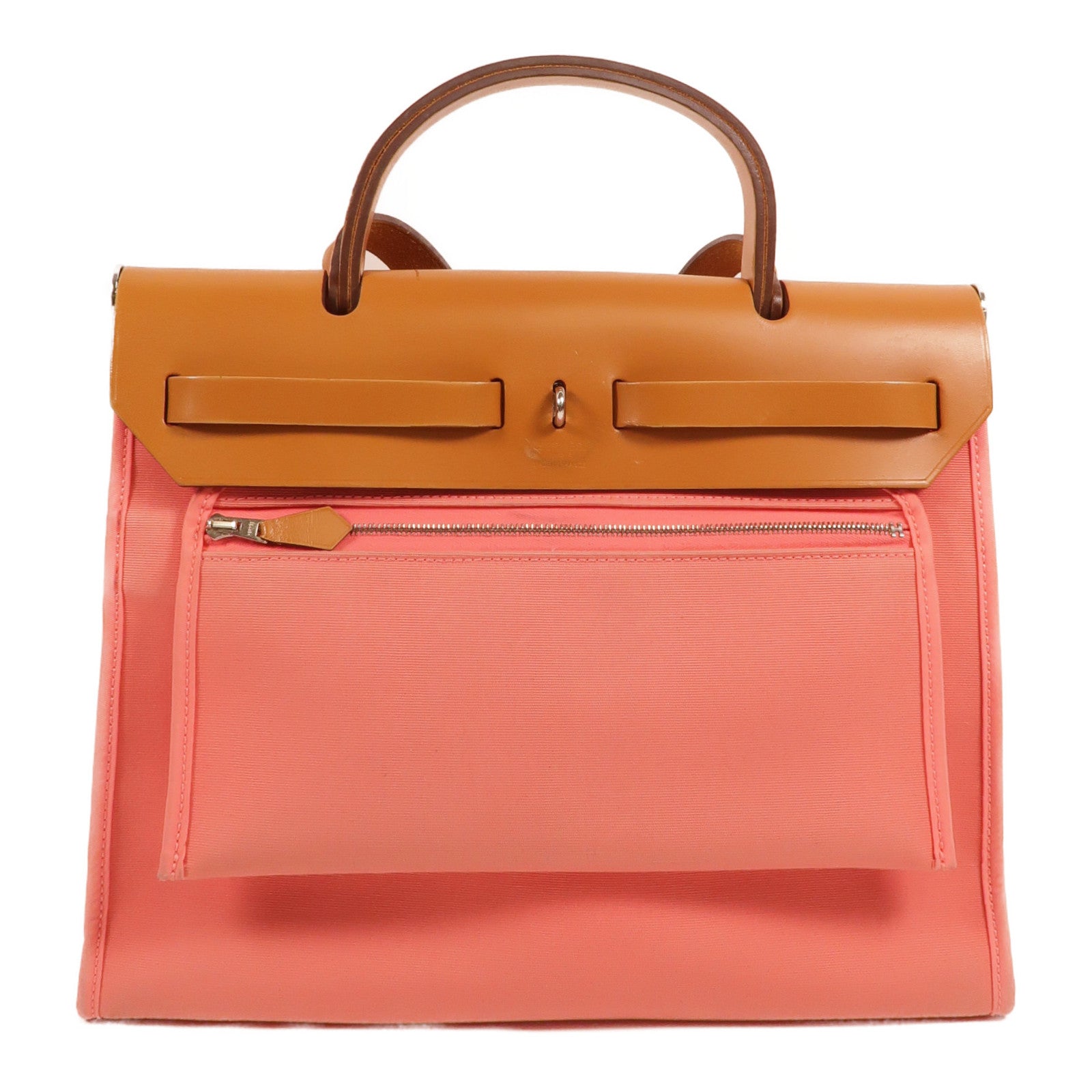 HERMES 帆布Herbag PM手挽肩背兩用袋Rose Azalee