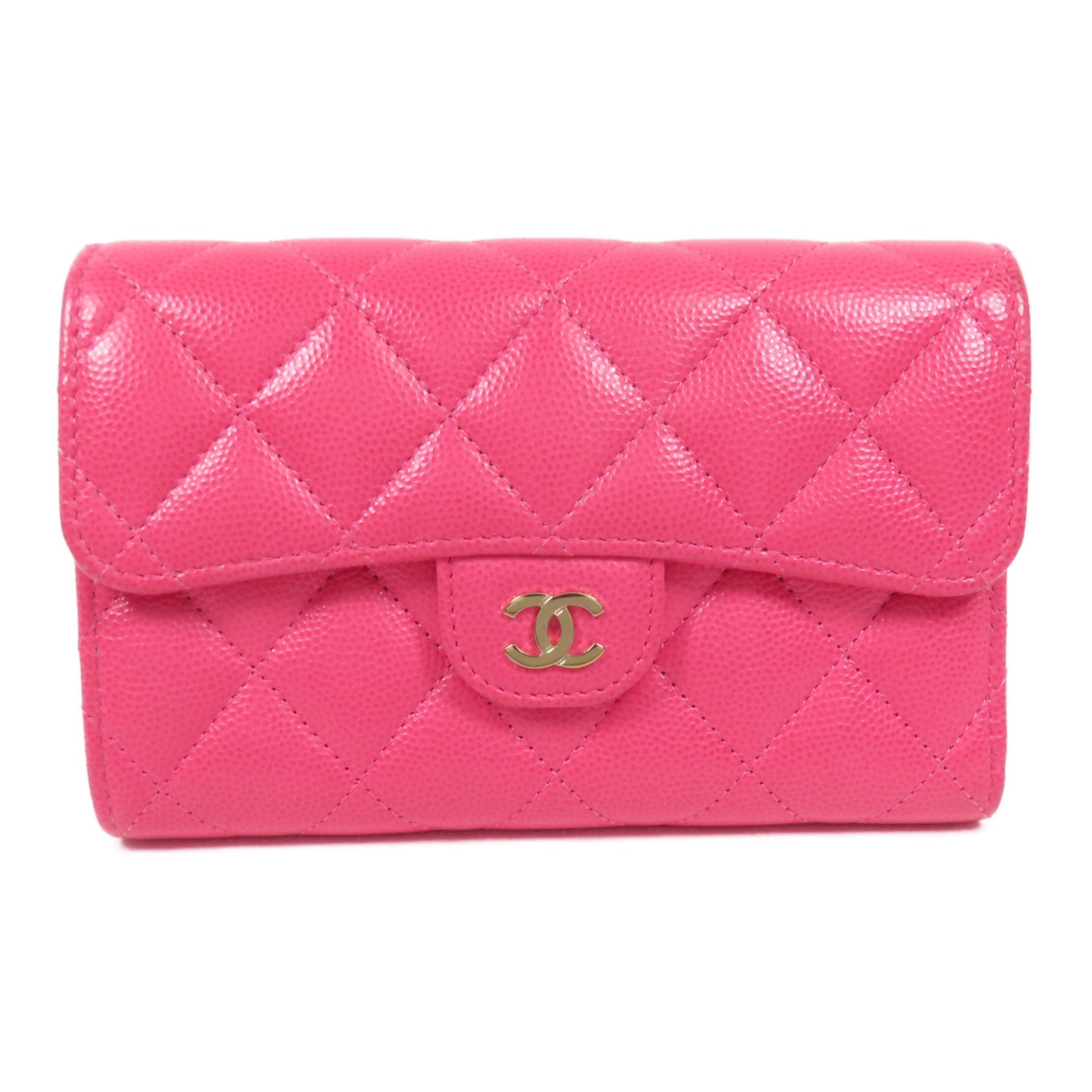 CHANEL 牛皮皮革Wallet金扣錢包