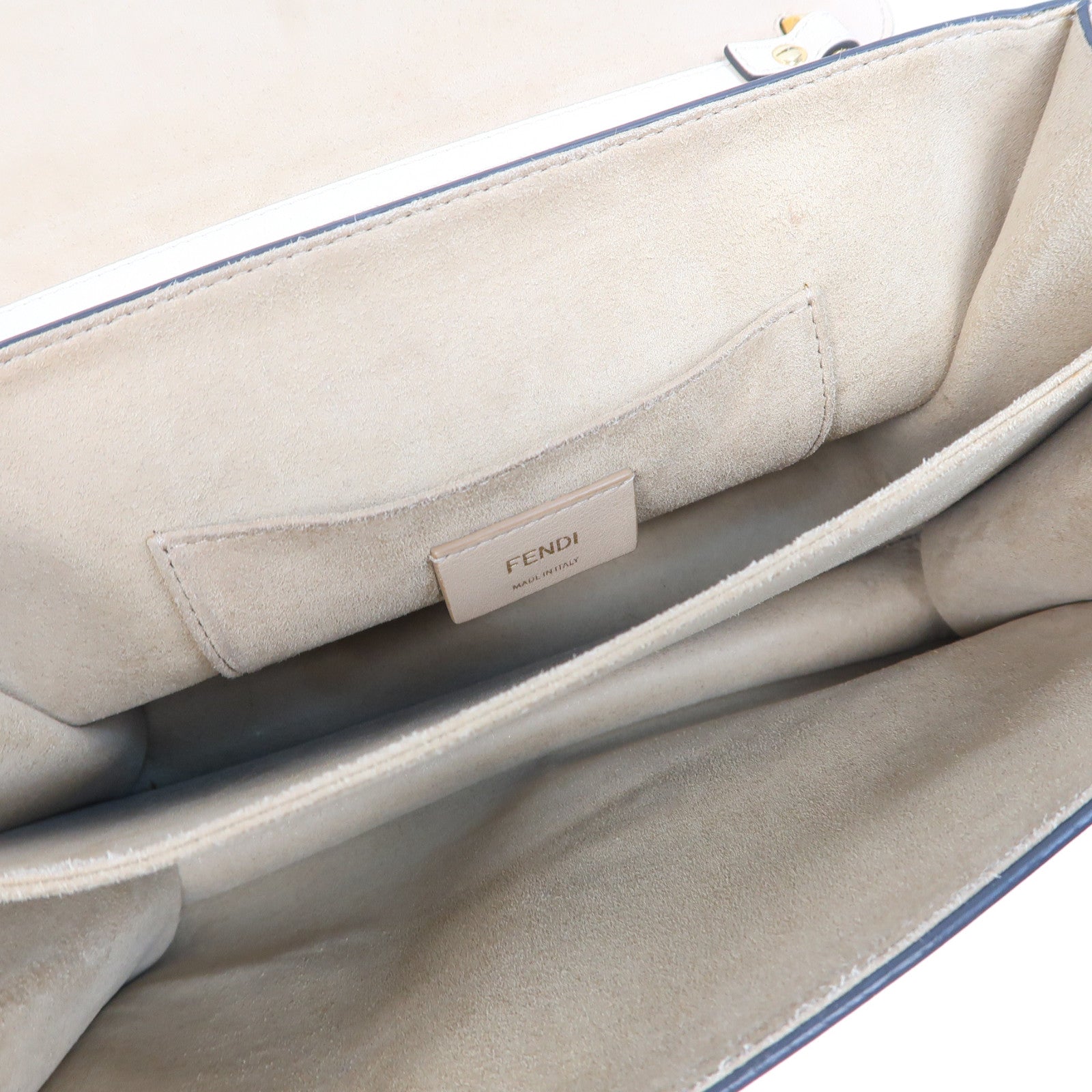 FENDI 【激減優惠】牛皮皮革Chain Shoulder金扣手挽肩背兩用袋米色