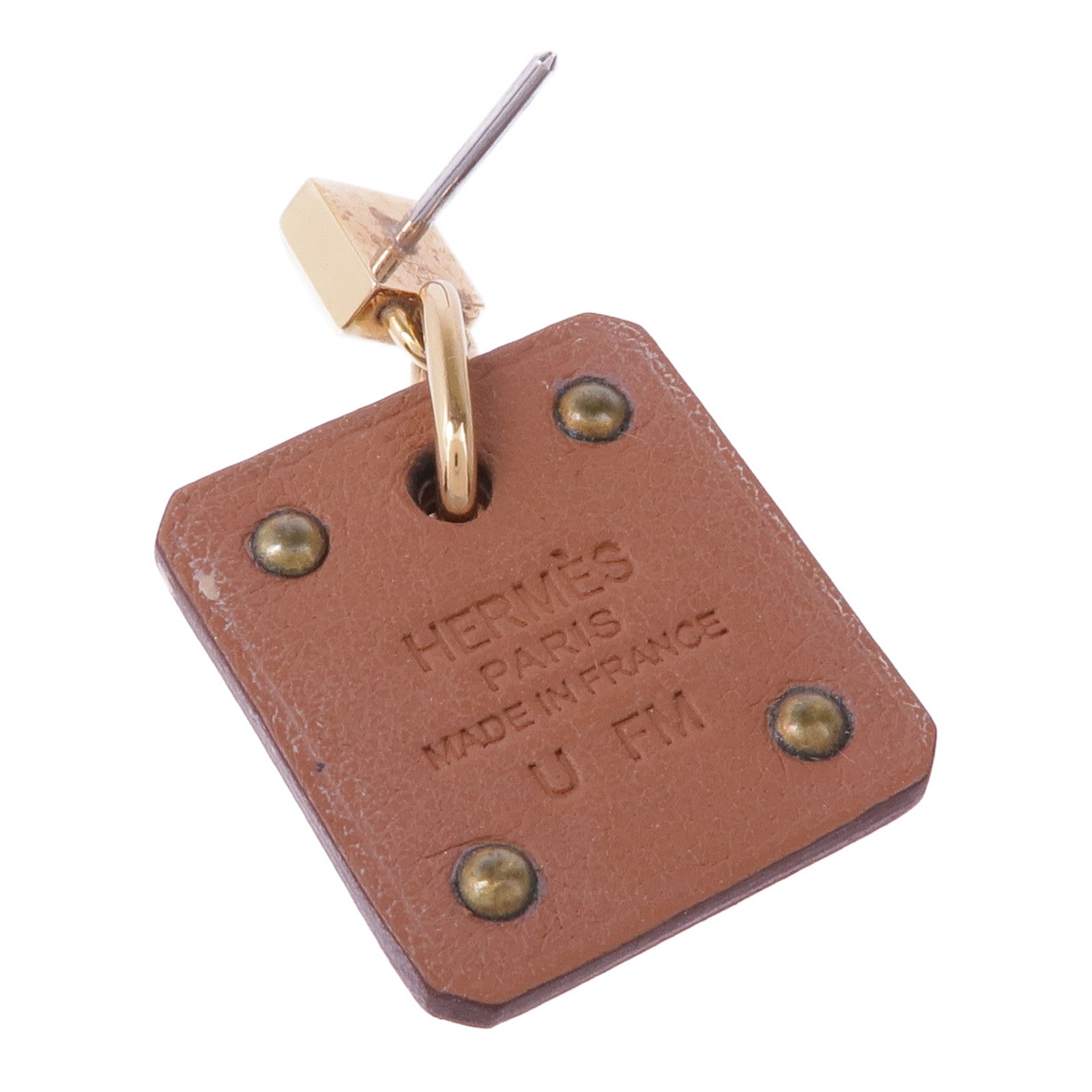 HERMES Swift皮革/鍍金As de Coeur Earrings耳環