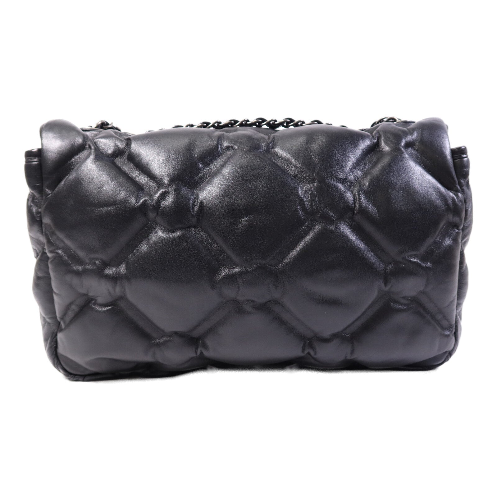 CHANEL 羊皮皮革Chain Shoulder Bag銀扣鏈帶肩背袋