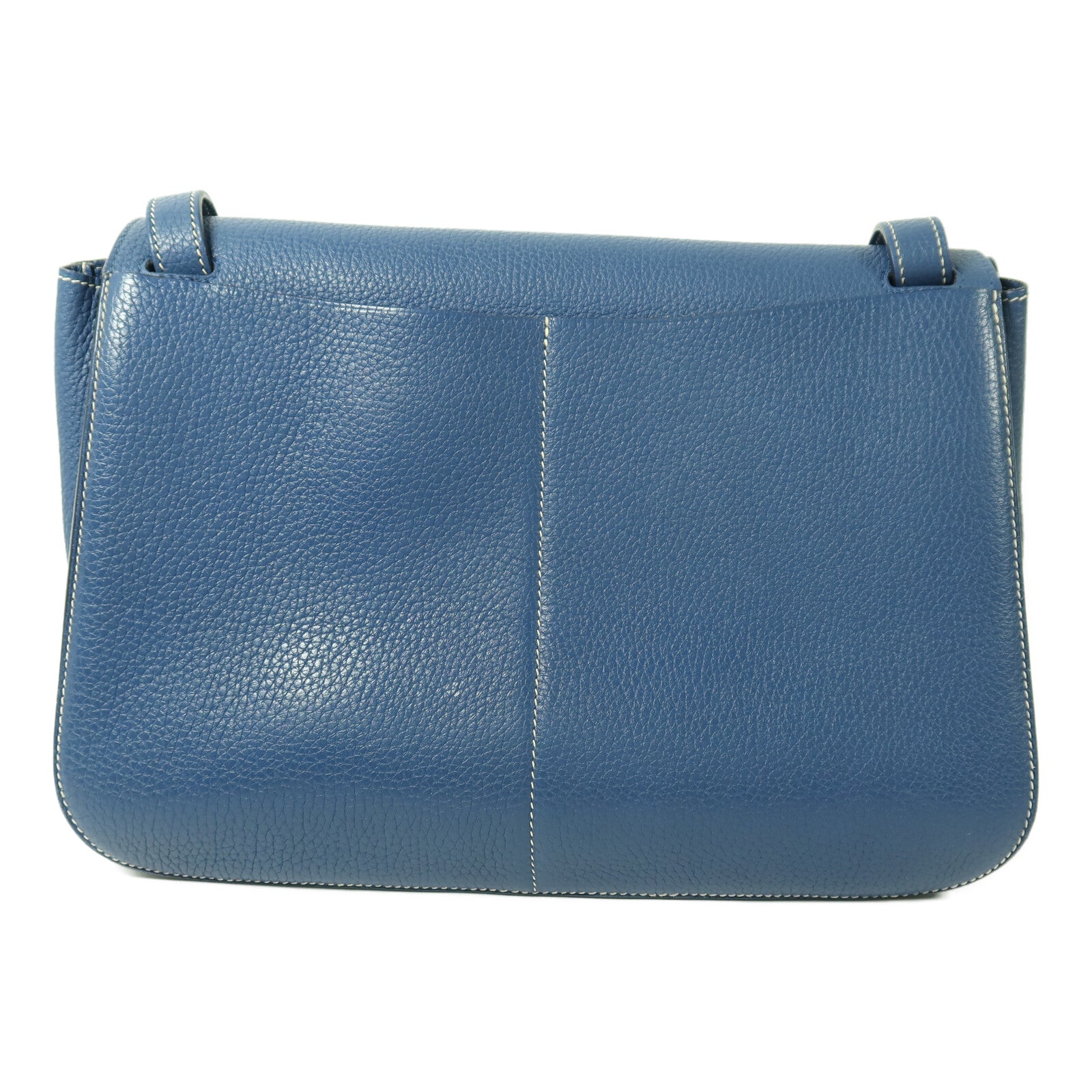 HERMES 【激減優惠】Clemence皮革Halzan 31銀扣手挽肩背兩用袋Bleu Agate