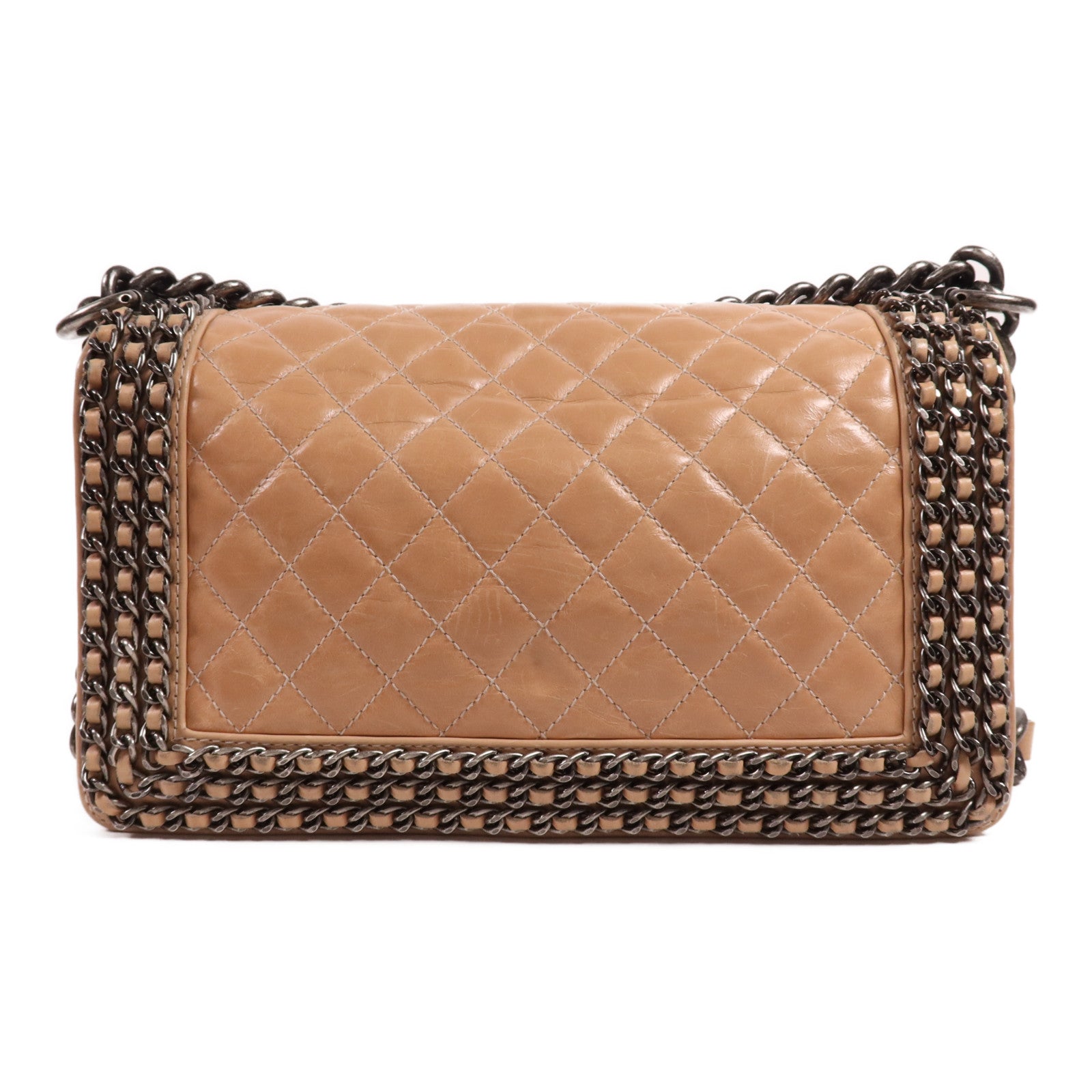 CHANEL 牛皮皮革Boy Chanel銀扣肩背袋