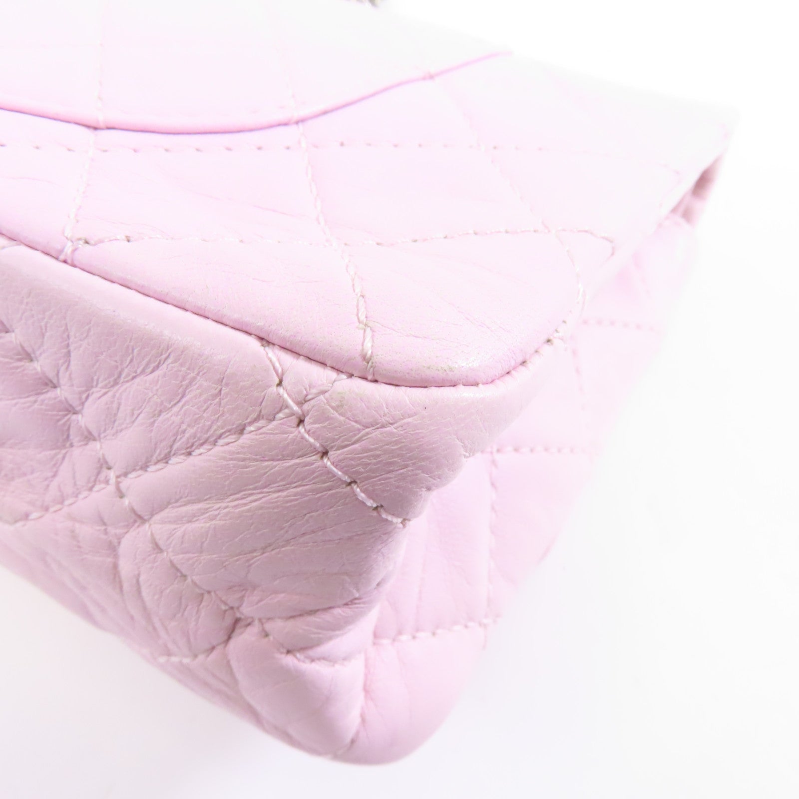 CHANEL 【激減優惠】菱格羊皮皮革2.55 Chain Shoulder Bag銀扣鏈帶肩背袋銀色