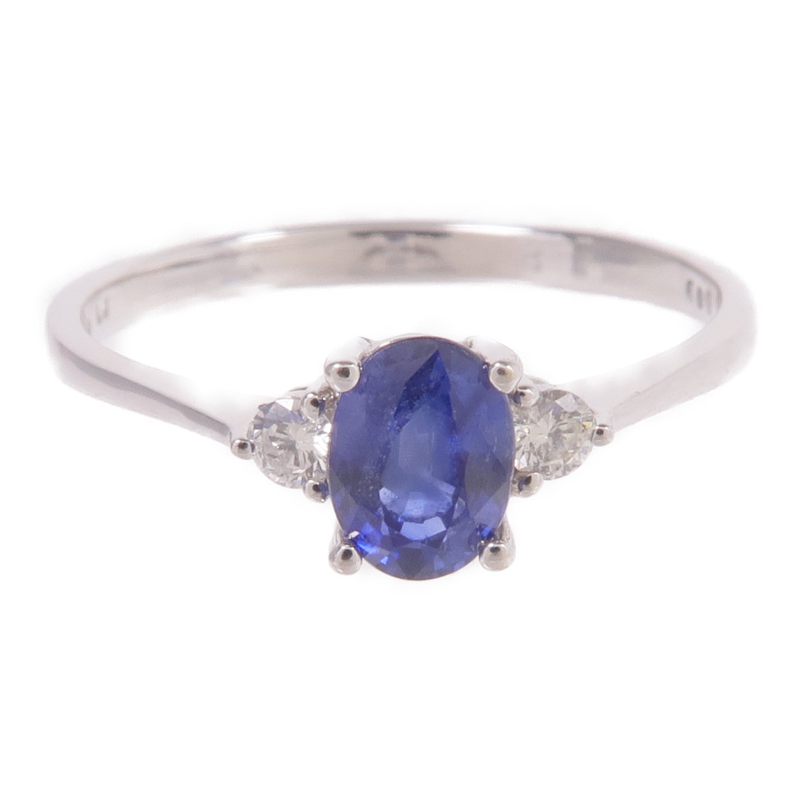 JEWELRY 18K白金Sapphire Diamond Ring藍寶石/鑽石戒指US#8