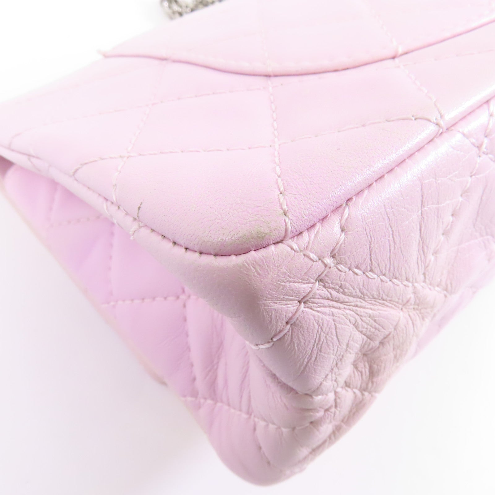 CHANEL 【激減優惠】菱格羊皮皮革2.55 Chain Shoulder Bag銀扣鏈帶肩背袋銀色