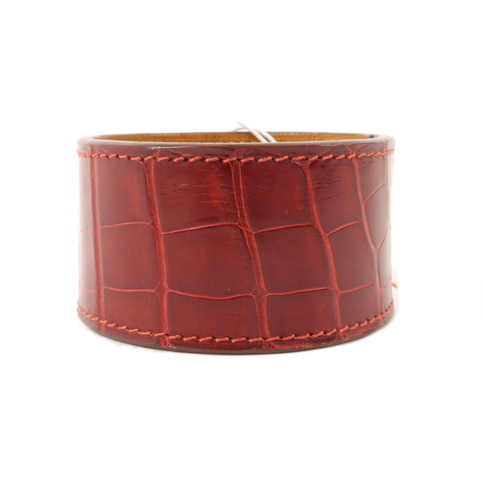HERMES 鱷魚皮革Shiny Alligator Kelly Dog Bracelet手鐲Bordeaux