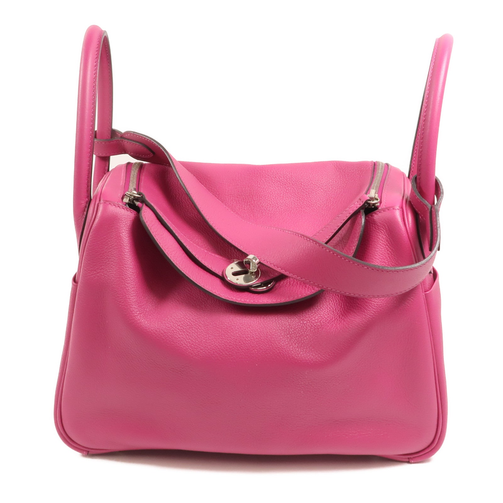 HERMES Evercolor皮革Lindy 30手挽肩背兩用袋Rose Pourpre
