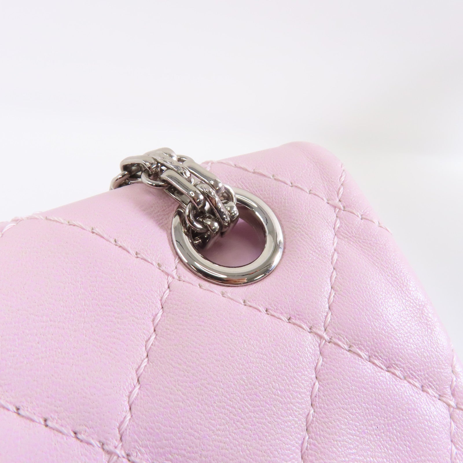 CHANEL 【激減優惠】菱格羊皮皮革2.55 Chain Shoulder Bag銀扣鏈帶肩背袋銀色