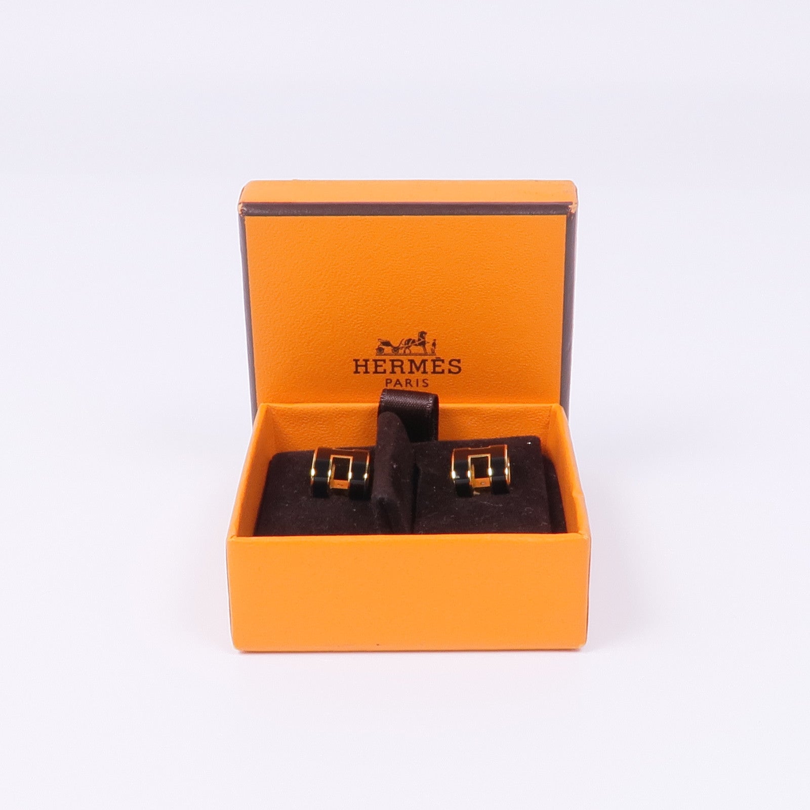 HERMES 金屬Pop H Earrings耳環Noir