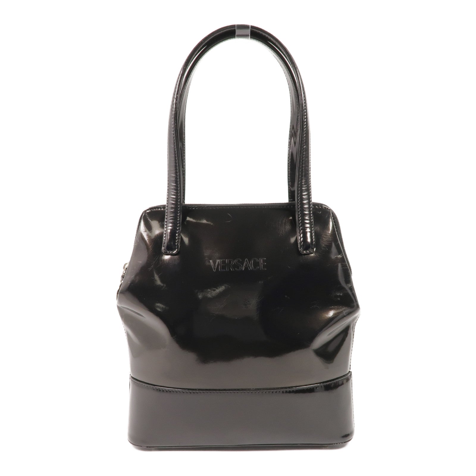 VERSACE 【激減優惠】漆皮皮革Handbag銀扣手挽袋