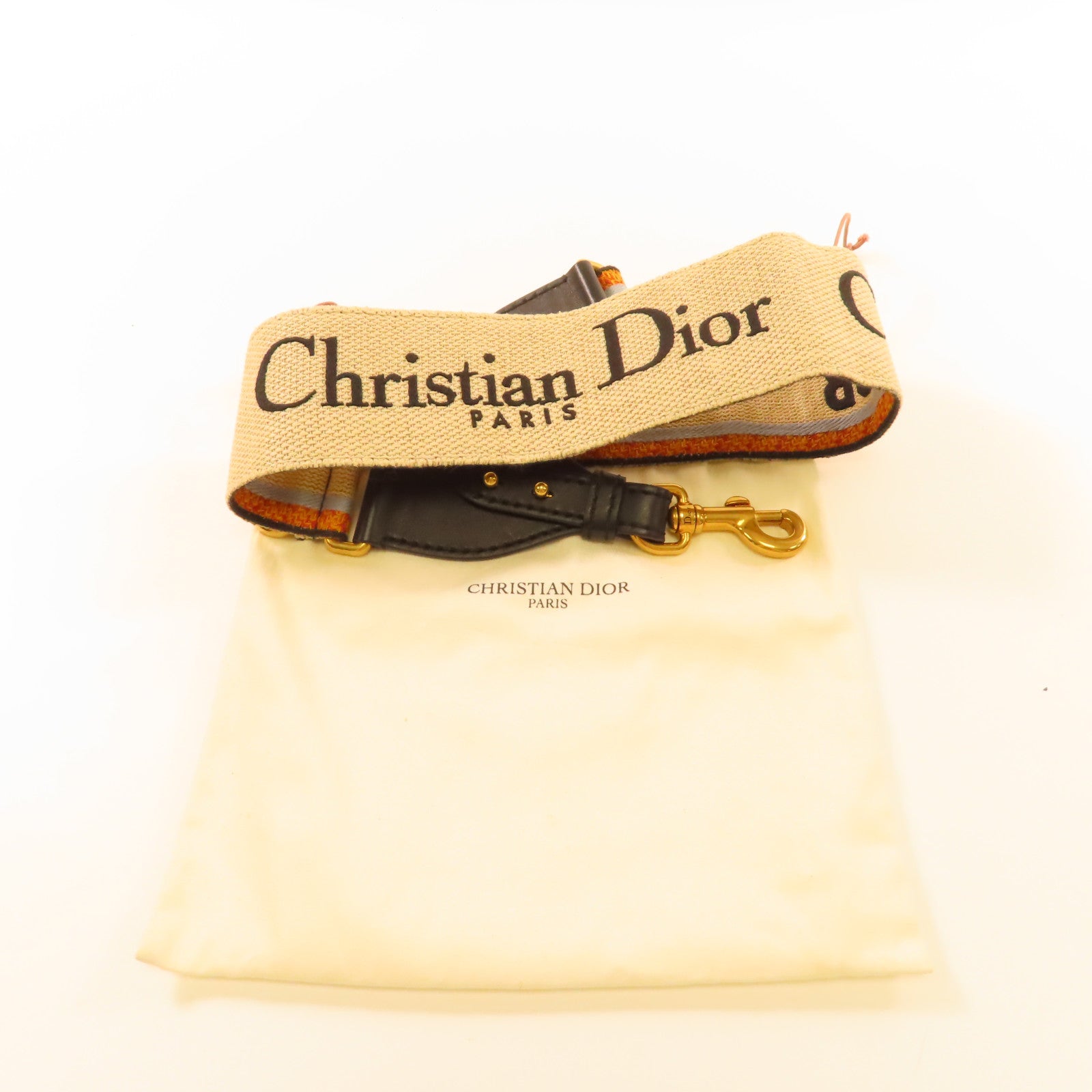 Dior 帆布Shoulder Strap金扣肩背帶米色