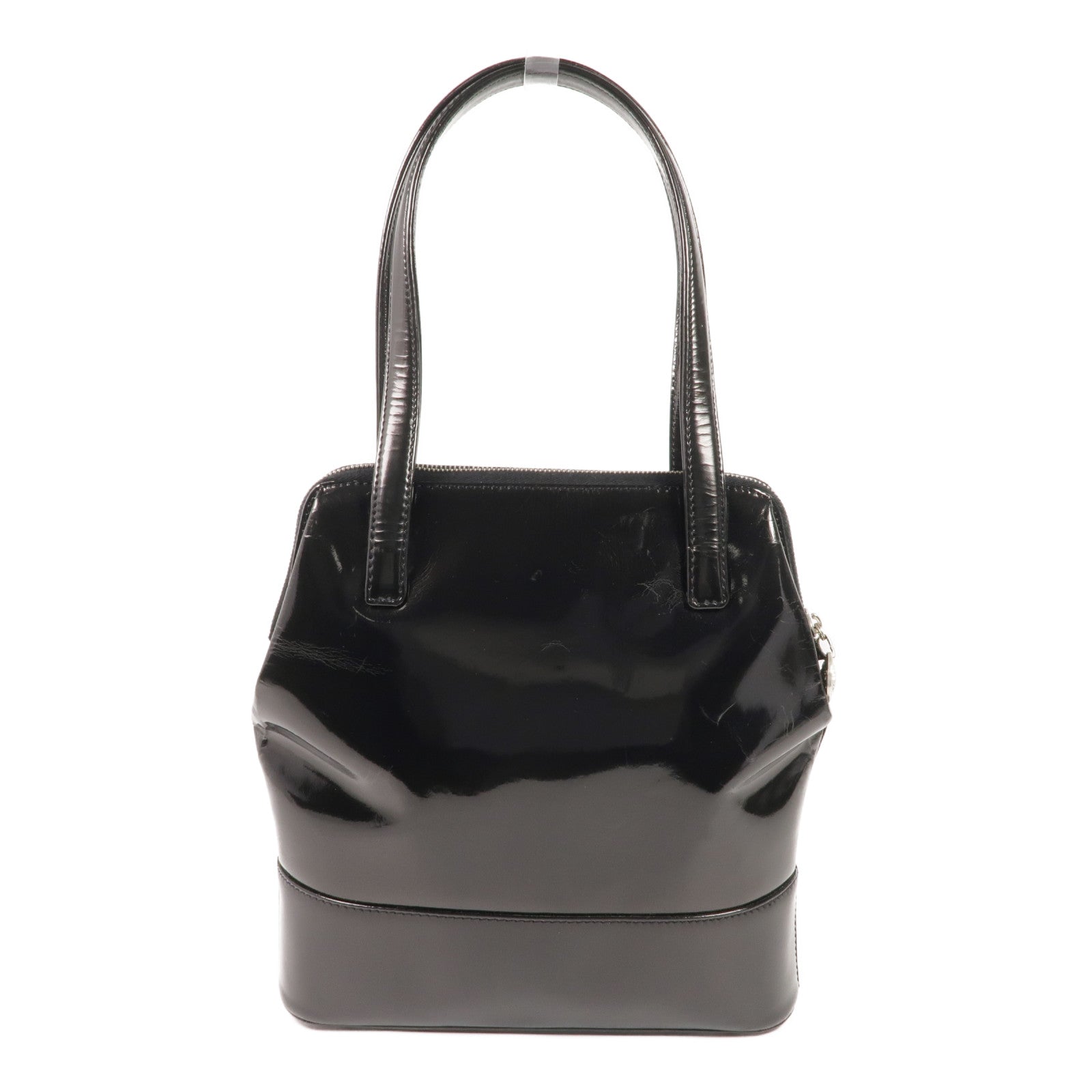 VERSACE 【激減優惠】漆皮皮革Handbag銀扣手挽袋