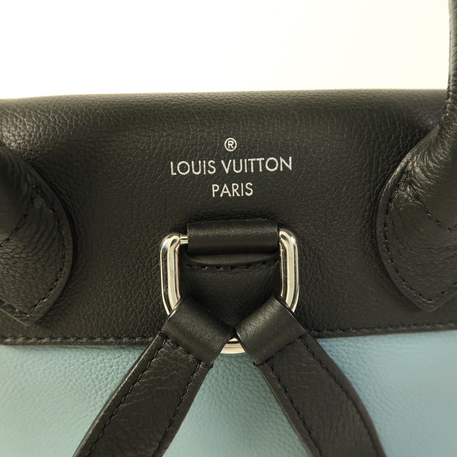 LOUIS VUITTON LV SHW Lockme Backpack Rucksack Calfskin Leather Blue Black