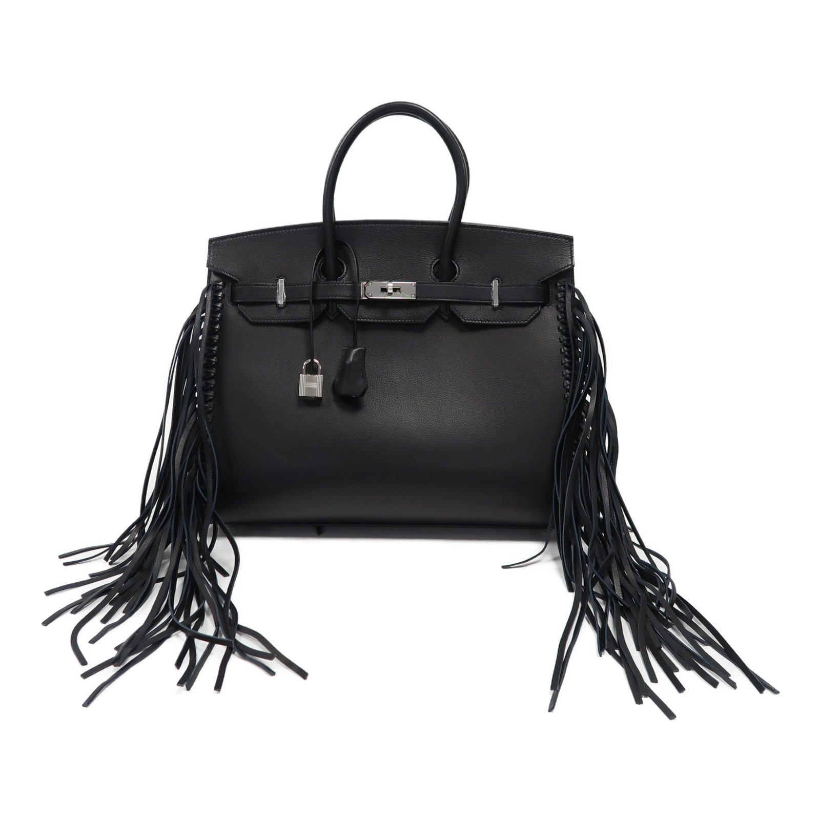 HERMES 【激減優惠】皮革Birkin 35銀扣手挽袋黑色