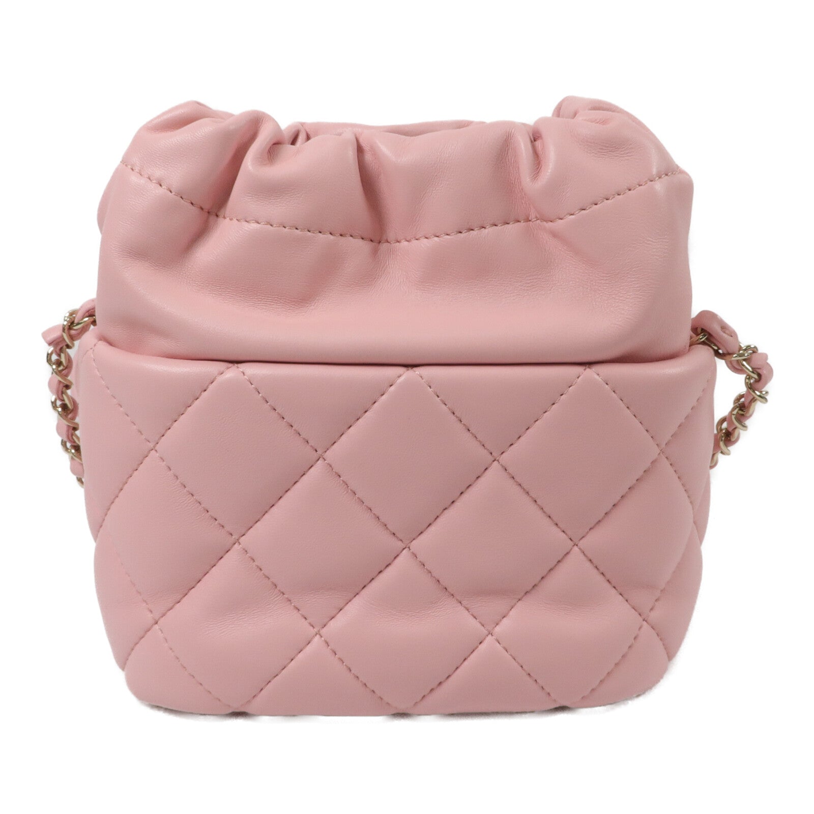 CHANEL 羊皮皮革Drawstring Bucket鏈帶肩背袋