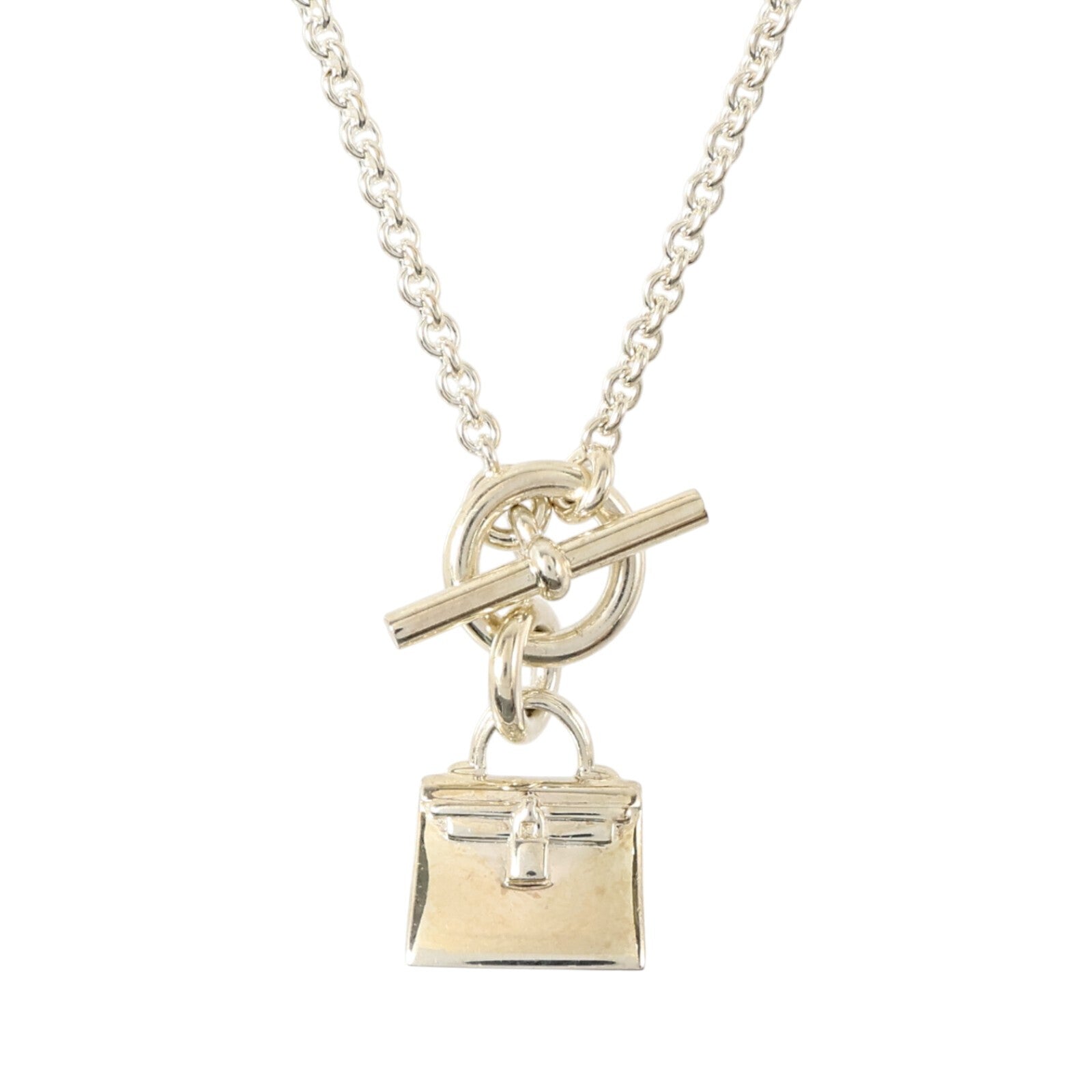 HERMES 925純銀Amulettes Kelly Pendant Necklace銀扣項鏈