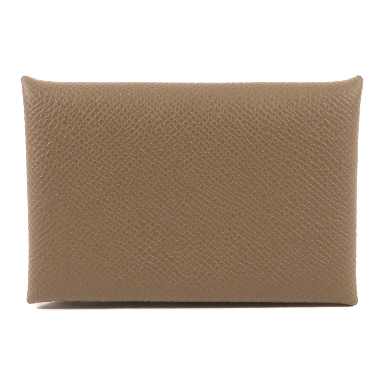 HERMES Epsom皮革Calvi Card Case銀扣卡套Etoupe