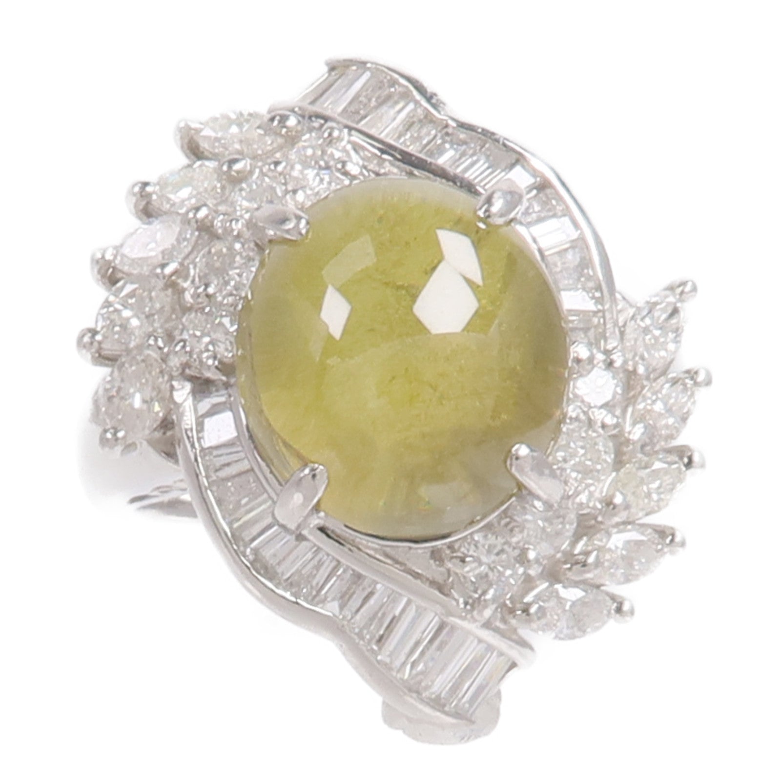JEWELRY PT900鉑金Cat's Eye Diamond Ring貓眼石鑽石戒指