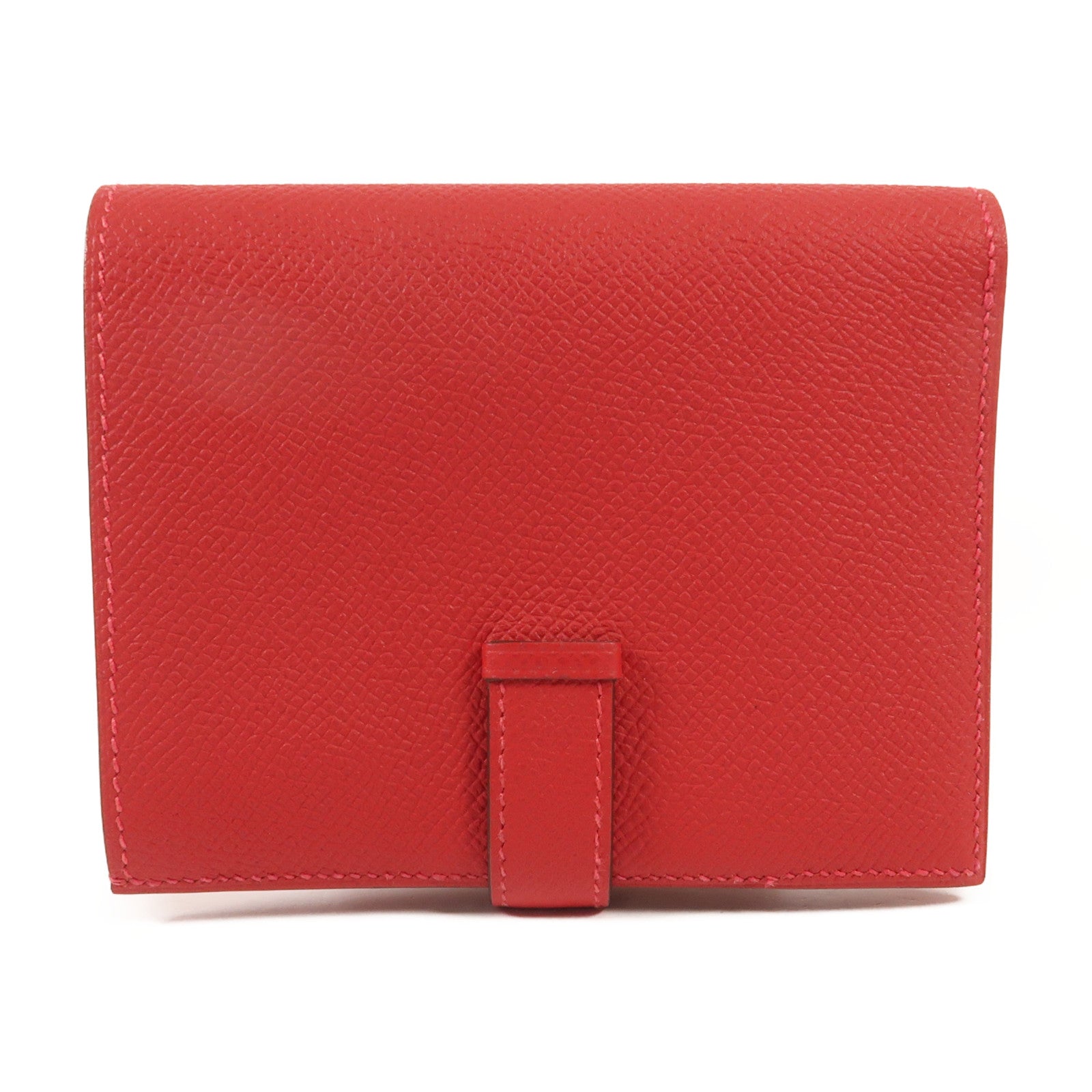 HERMES Epsom皮革Bearn Wallet銀扣錢包Rouge Casaque