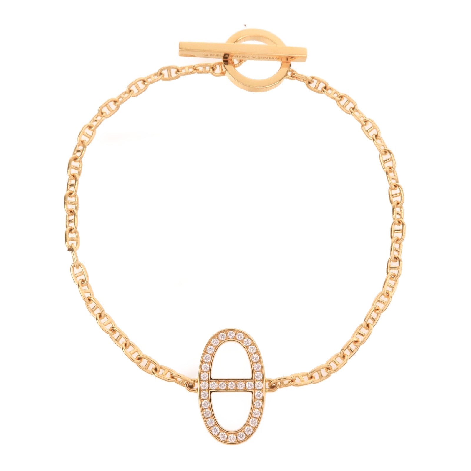 HERMES 18K玫瑰金Chain D'aine Contour Diamond Bracelet鑽石手鏈