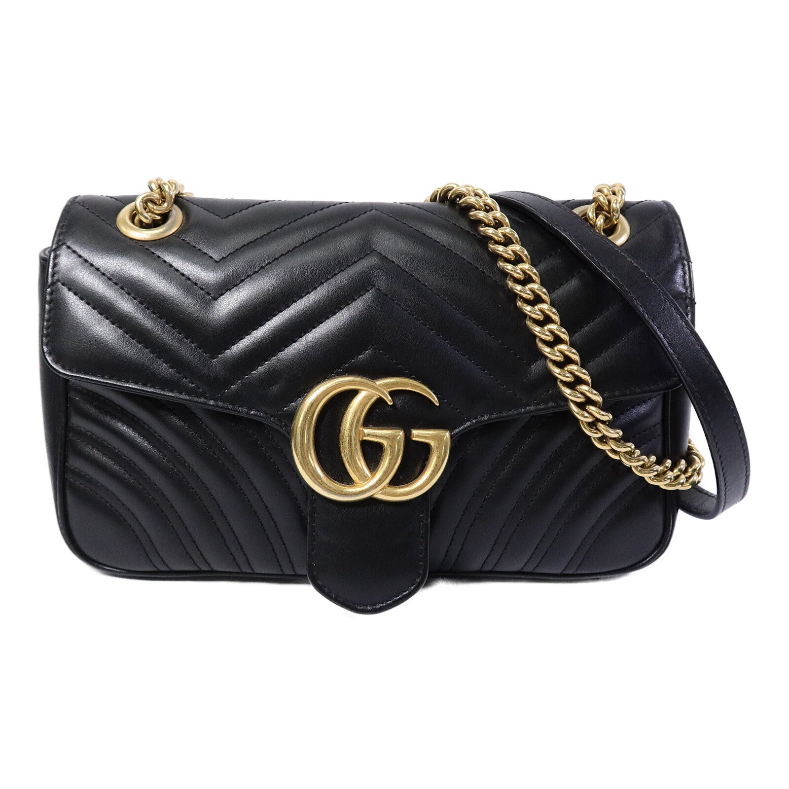 GUCCI 牛皮皮革GG Marmont鏈帶肩背袋