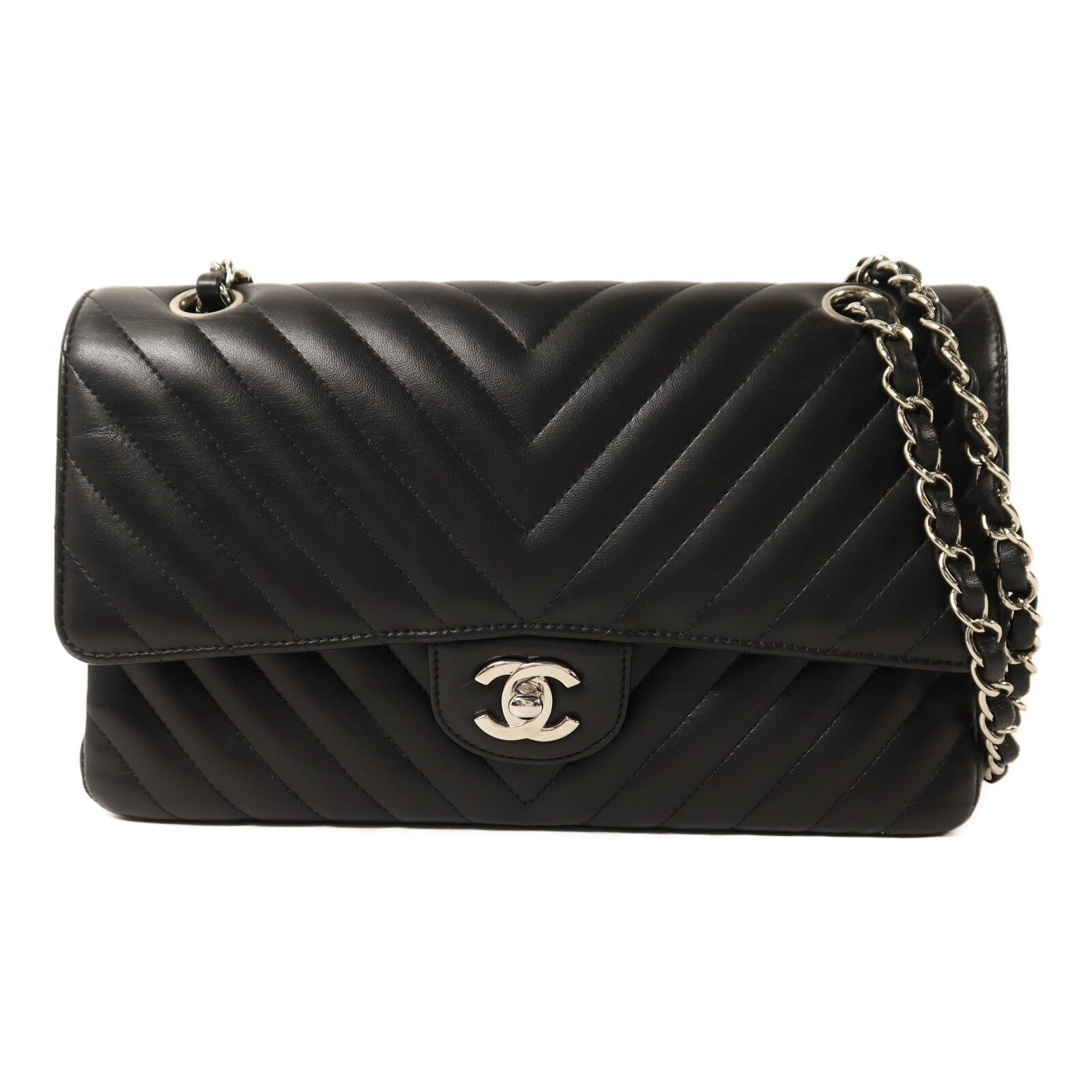 CHANEL 【激減優惠】羊皮皮革Classic 25銀扣鏈帶肩背袋