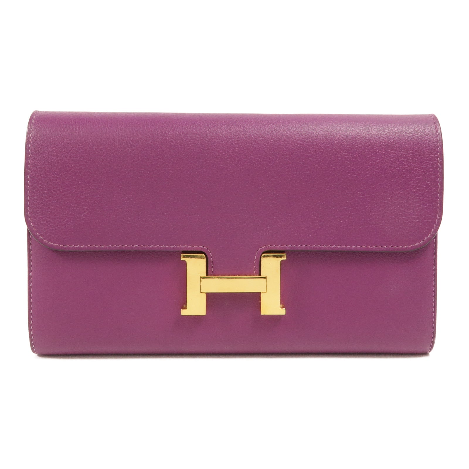 HERMES Evercolor皮革Constance Long Wallet長錢包Anemone