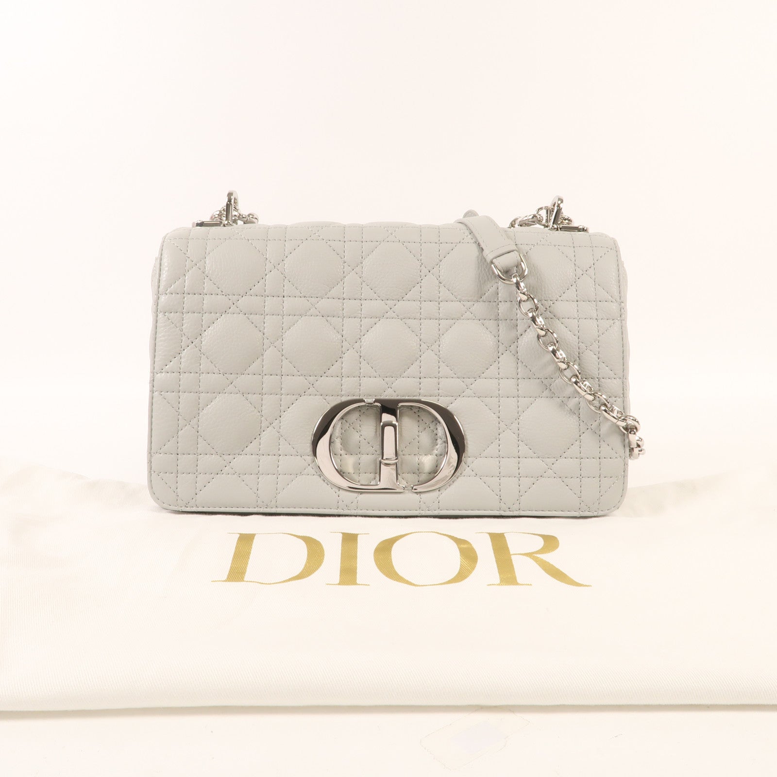 Dior 牛皮皮革Caro Medium銀扣肩,背袋