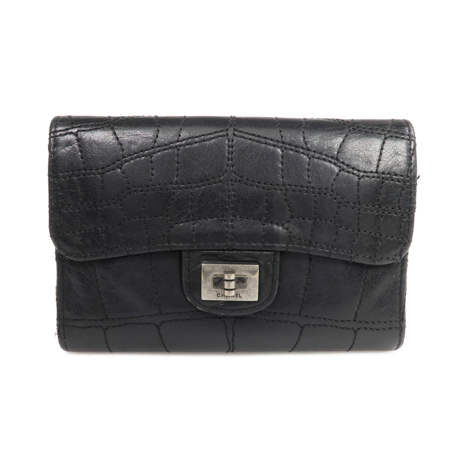 CHANEL 【激減優惠】牛皮皮革2.55 Wallet銀扣錢包